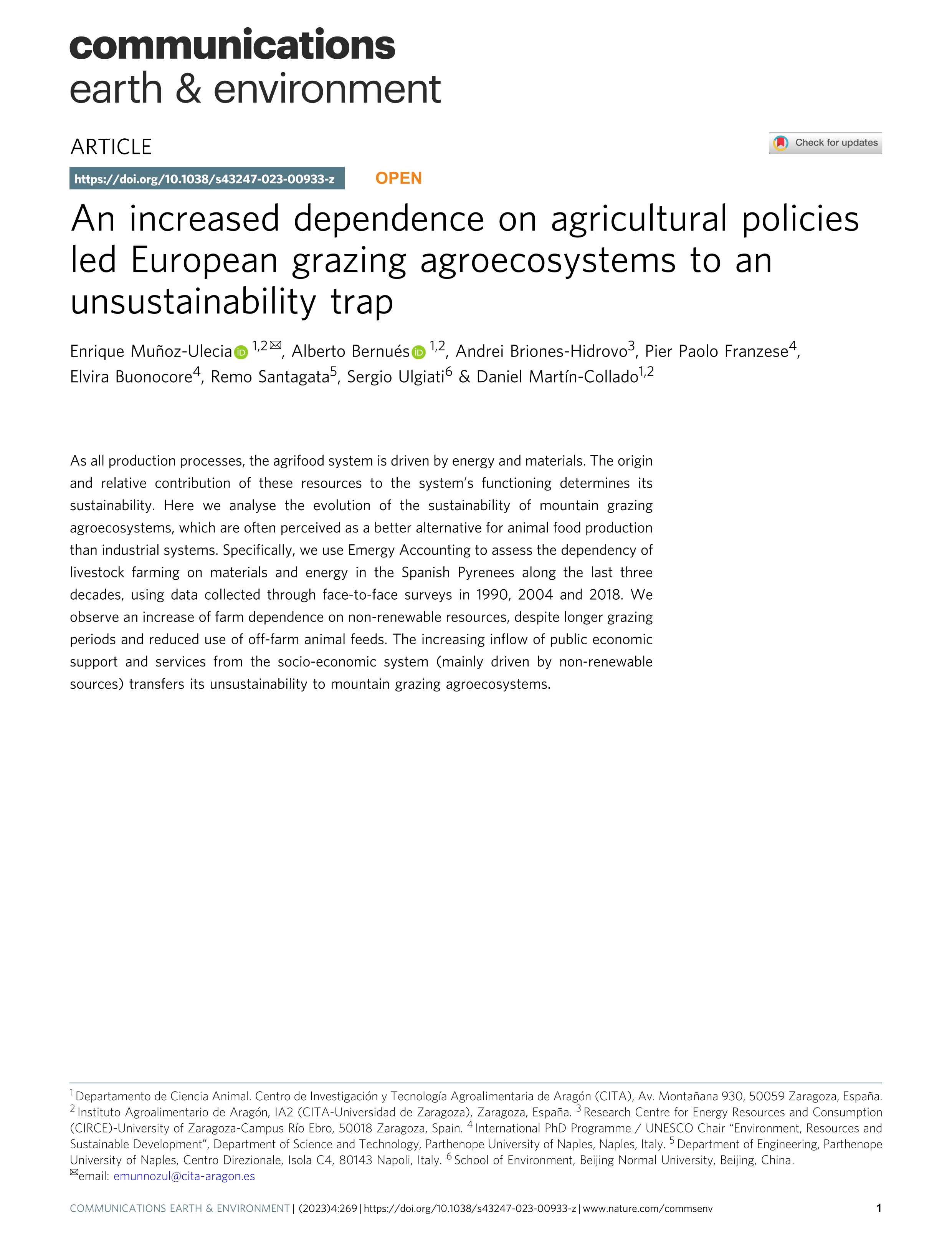 An increased dependence on agricultural policies led European grazing agroecosystems to an unsustainability trap