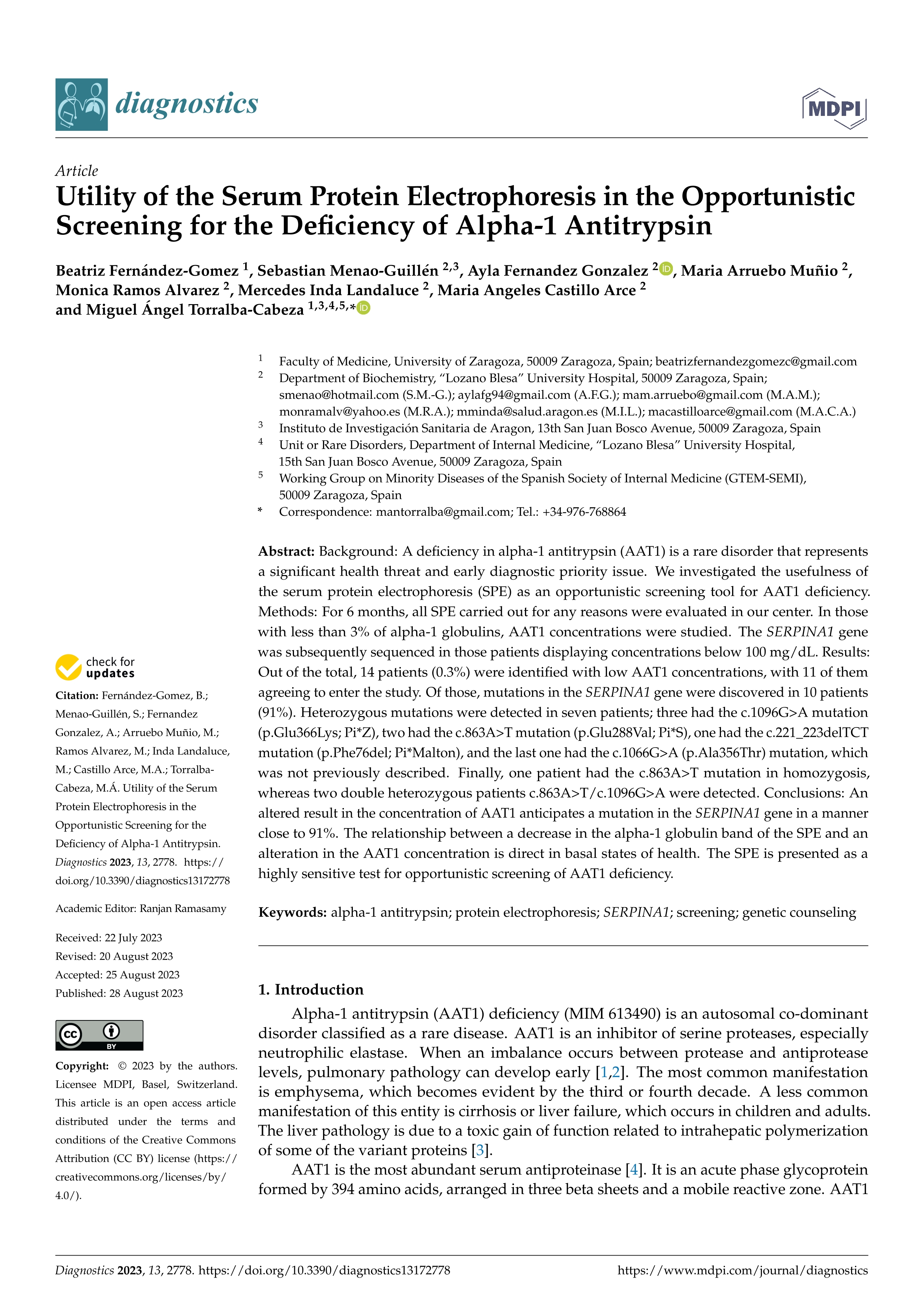 Utility of the serum protein electrophoresis in the opportunistic screening for the deficiency of Alpha-1 Antitrypsin