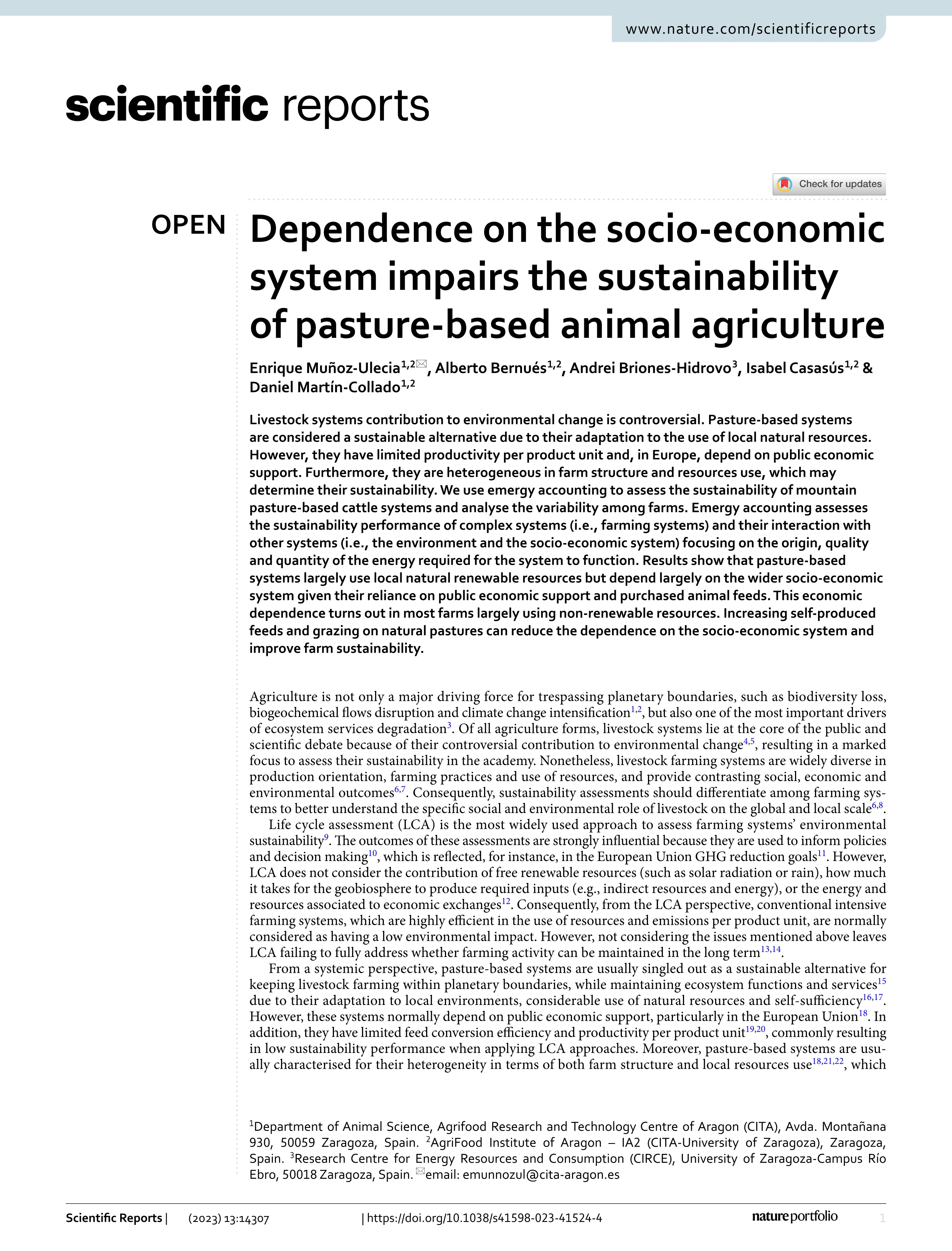 Dependence on the socio-economic system impairs the sustainability of pasture-based animal agriculture