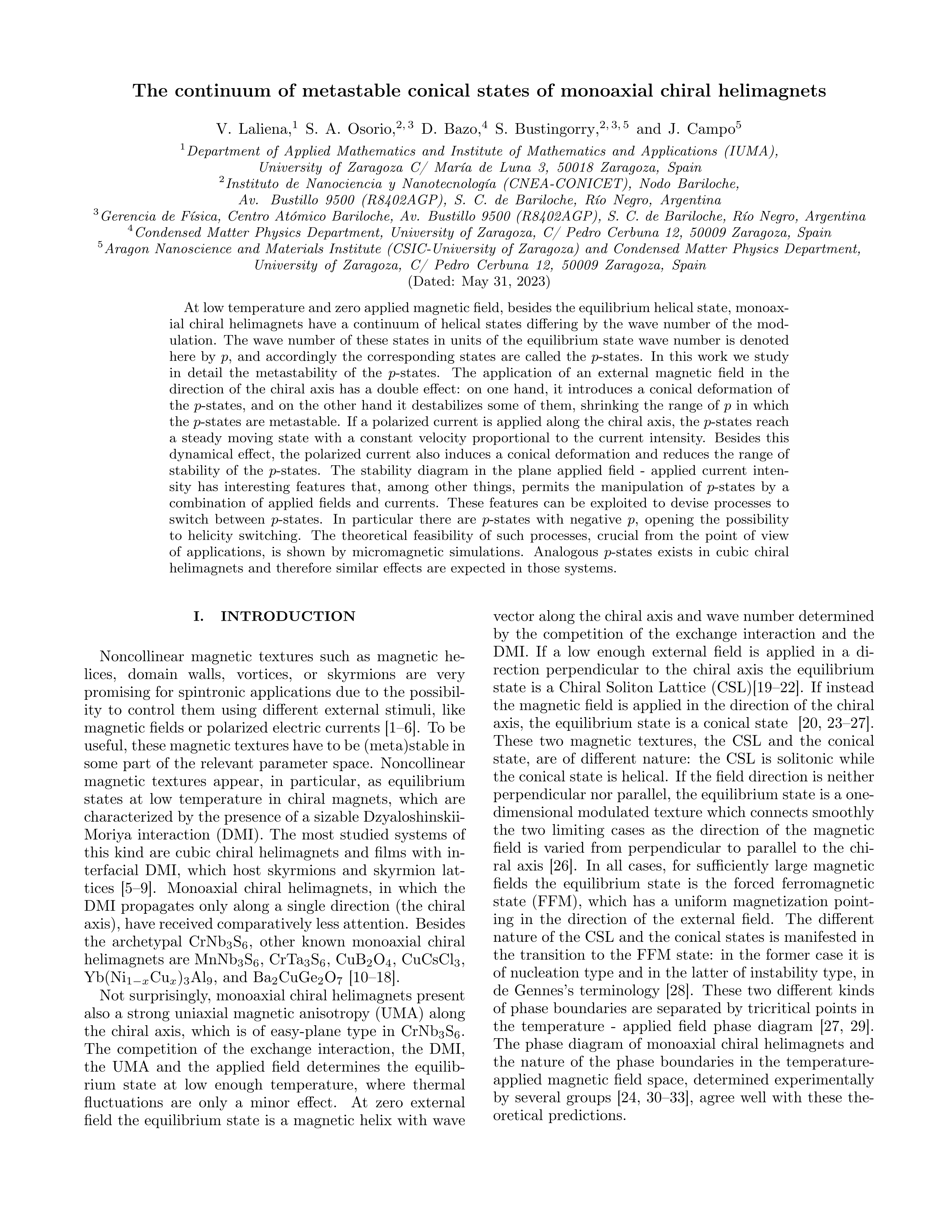 Continuum of metastable conical states of monoaxial chiral helimagnets