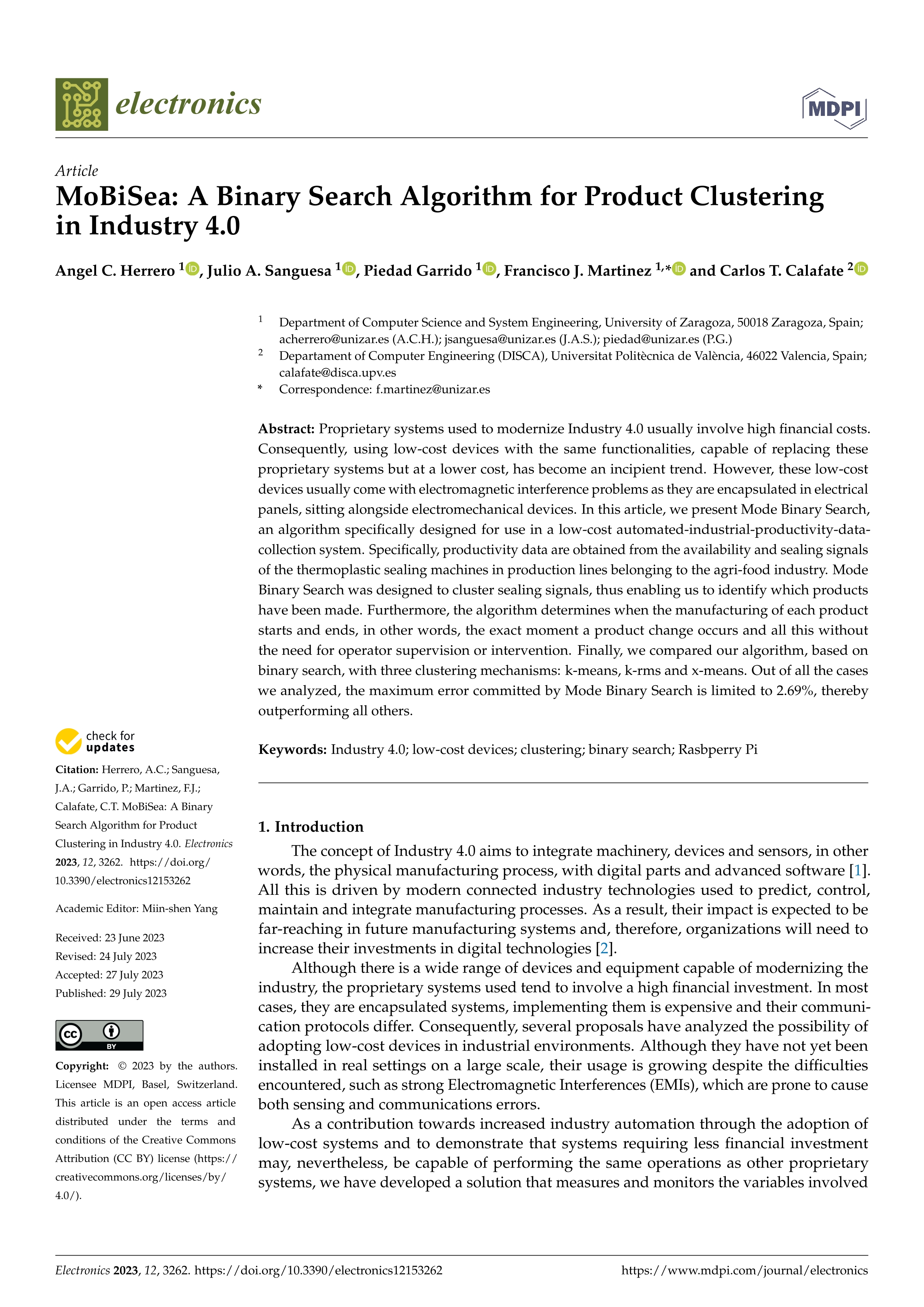 MoBiSea: a binary search algorithm for product clustering in Industry 4.0