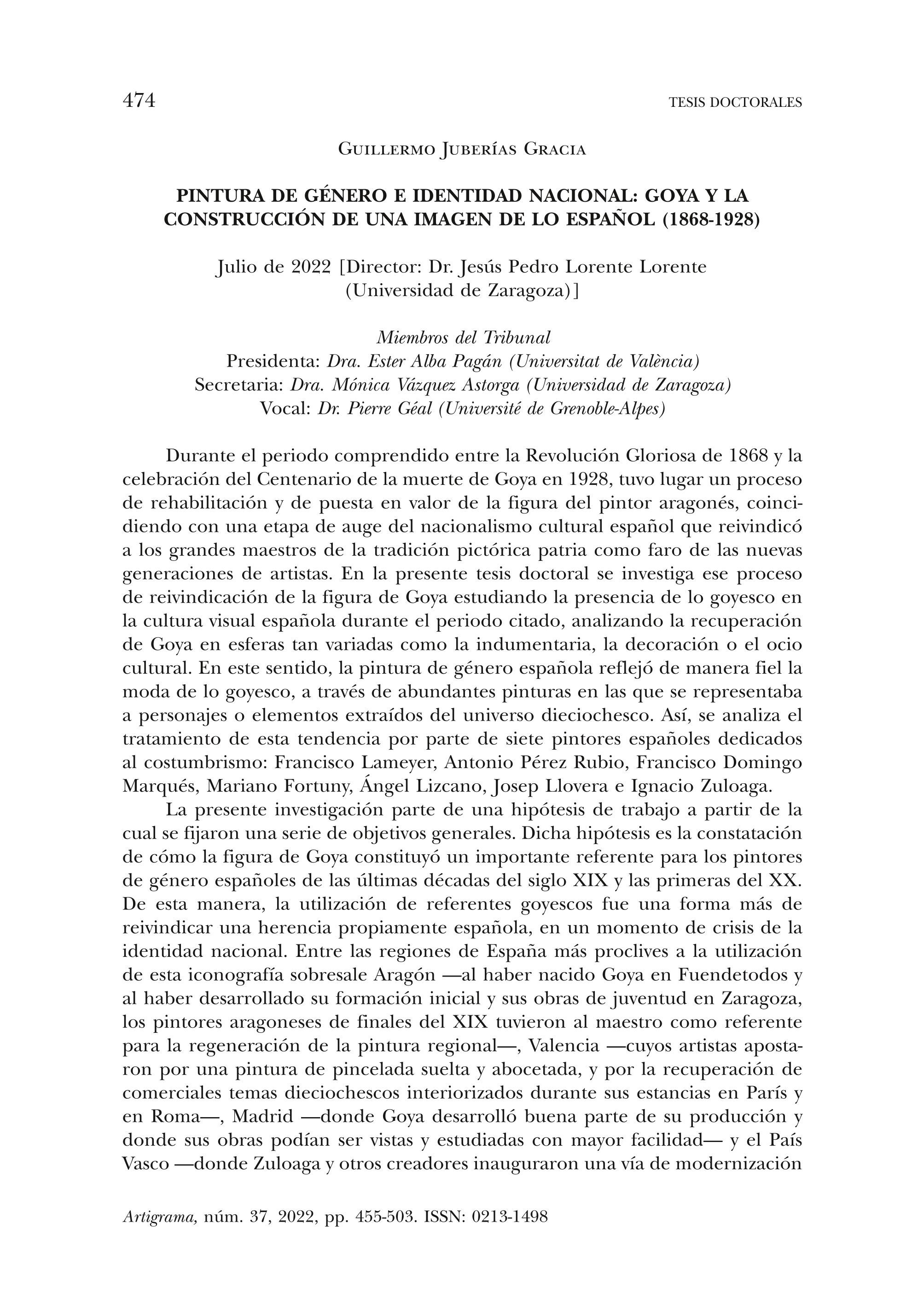 Pintura de género e identidad nacional: Goya y la construcción de una imagen de lo español