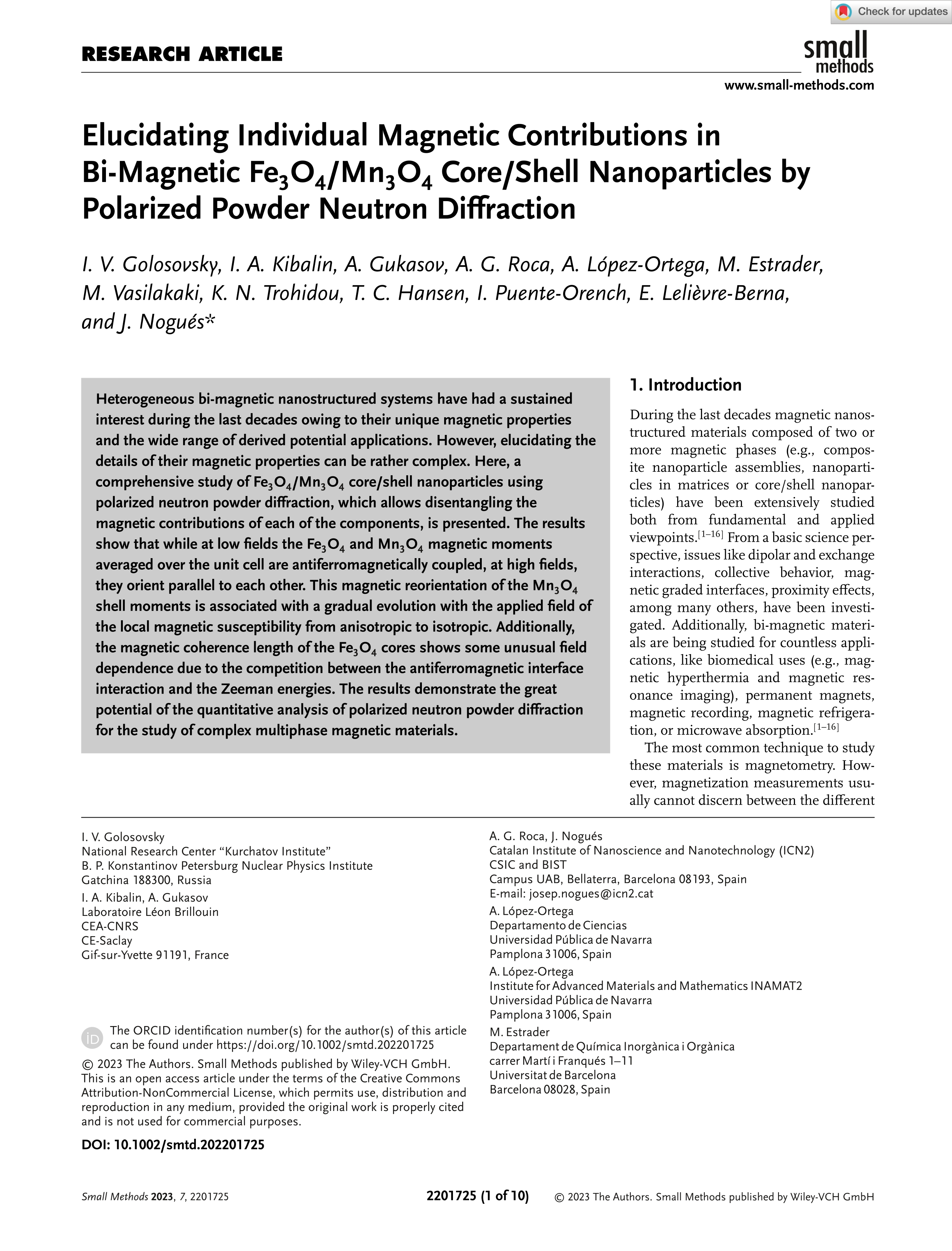 Elucidating Individual Magnetic Contributions in Bi-Magnetic Fe3O4/Mn3O4 Core/Shell Nanoparticles by Polarized Powder Neutron Diffraction