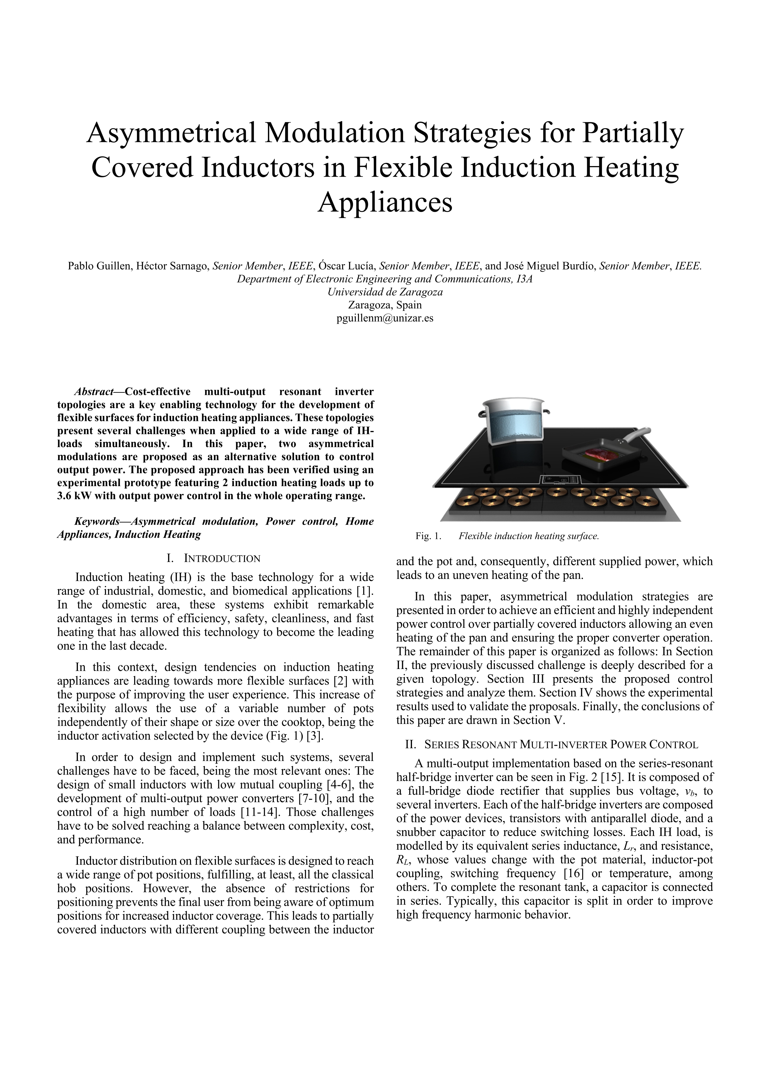 Asymmetrical Modulation Strategies for Partially Covered Inductors in Flexible Induction Heating Appliances