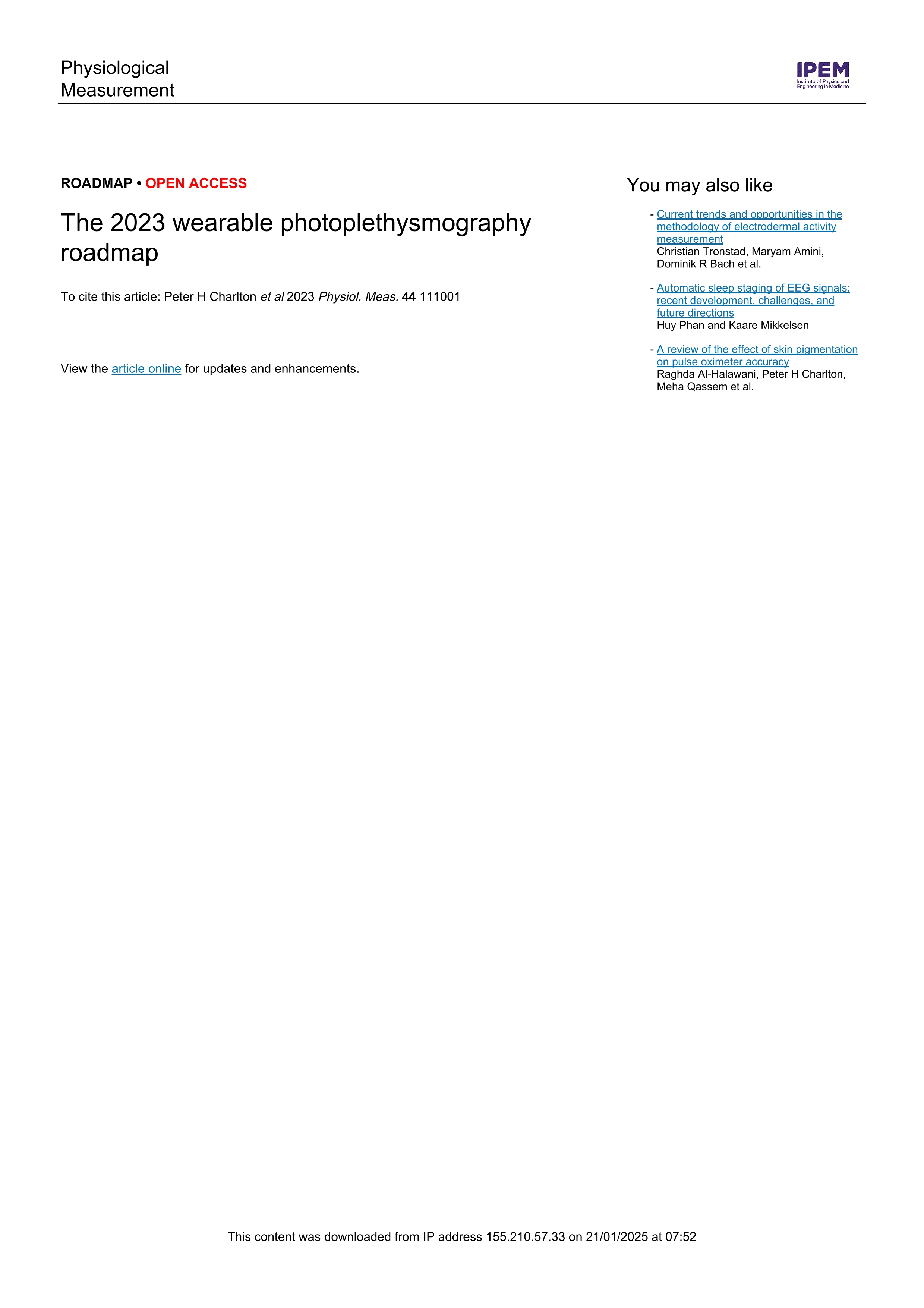 The 2023 wearable photoplethysmography roadmap