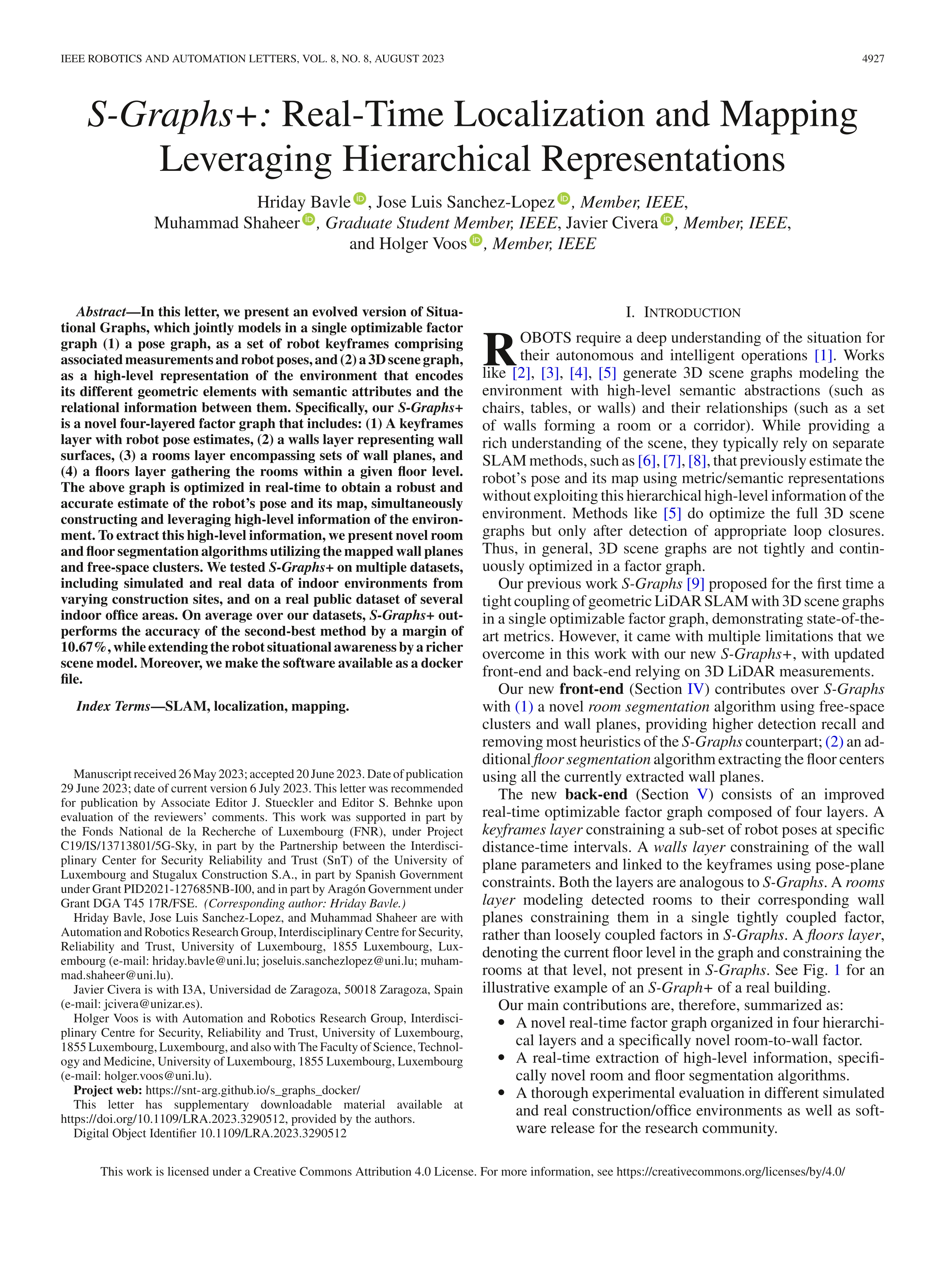 S-Graphs+: Real-Time Localization and Mapping Leveraging Hierarchical Representations