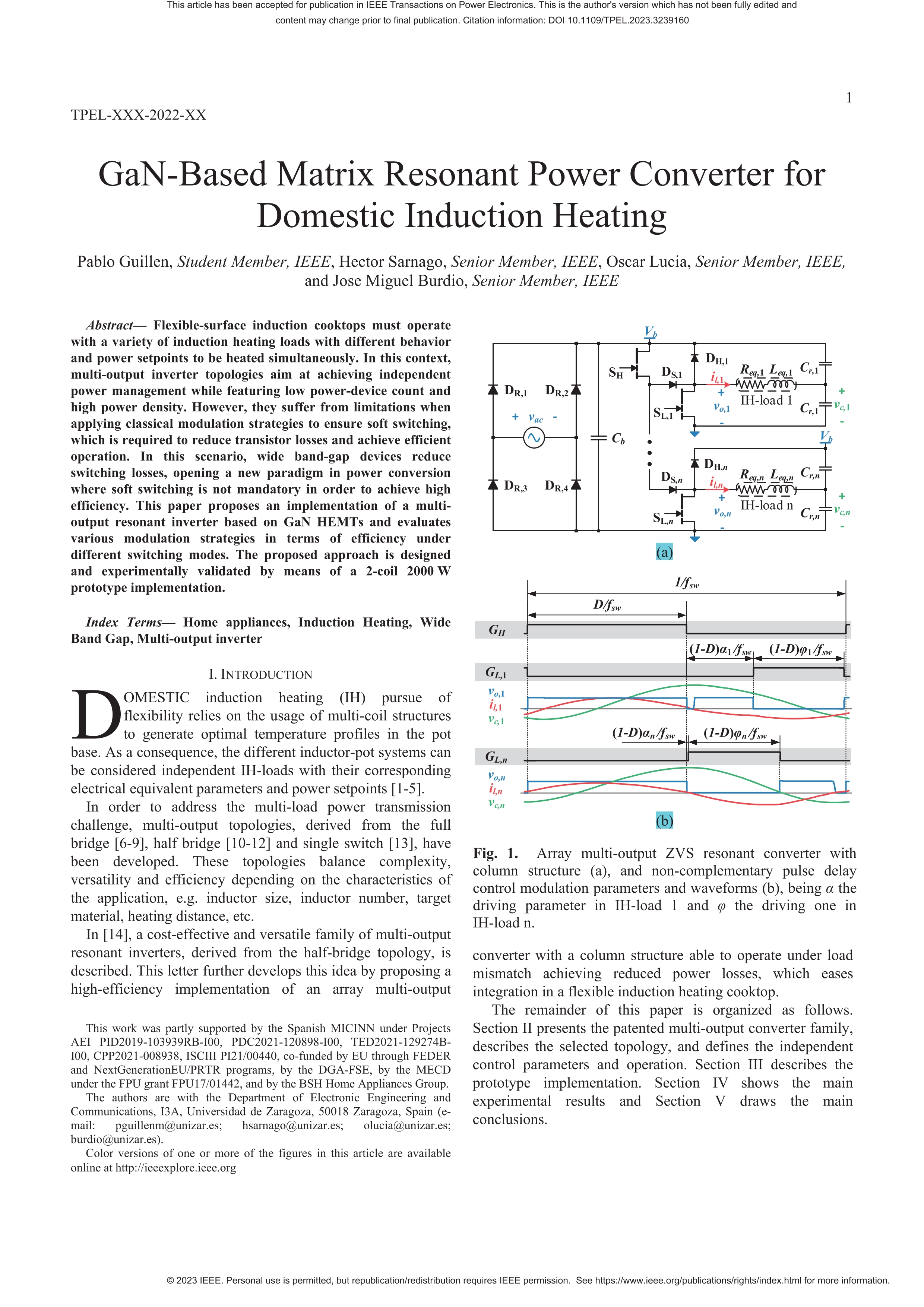 GaN-based matrix resonant power converter for domestic induction heating