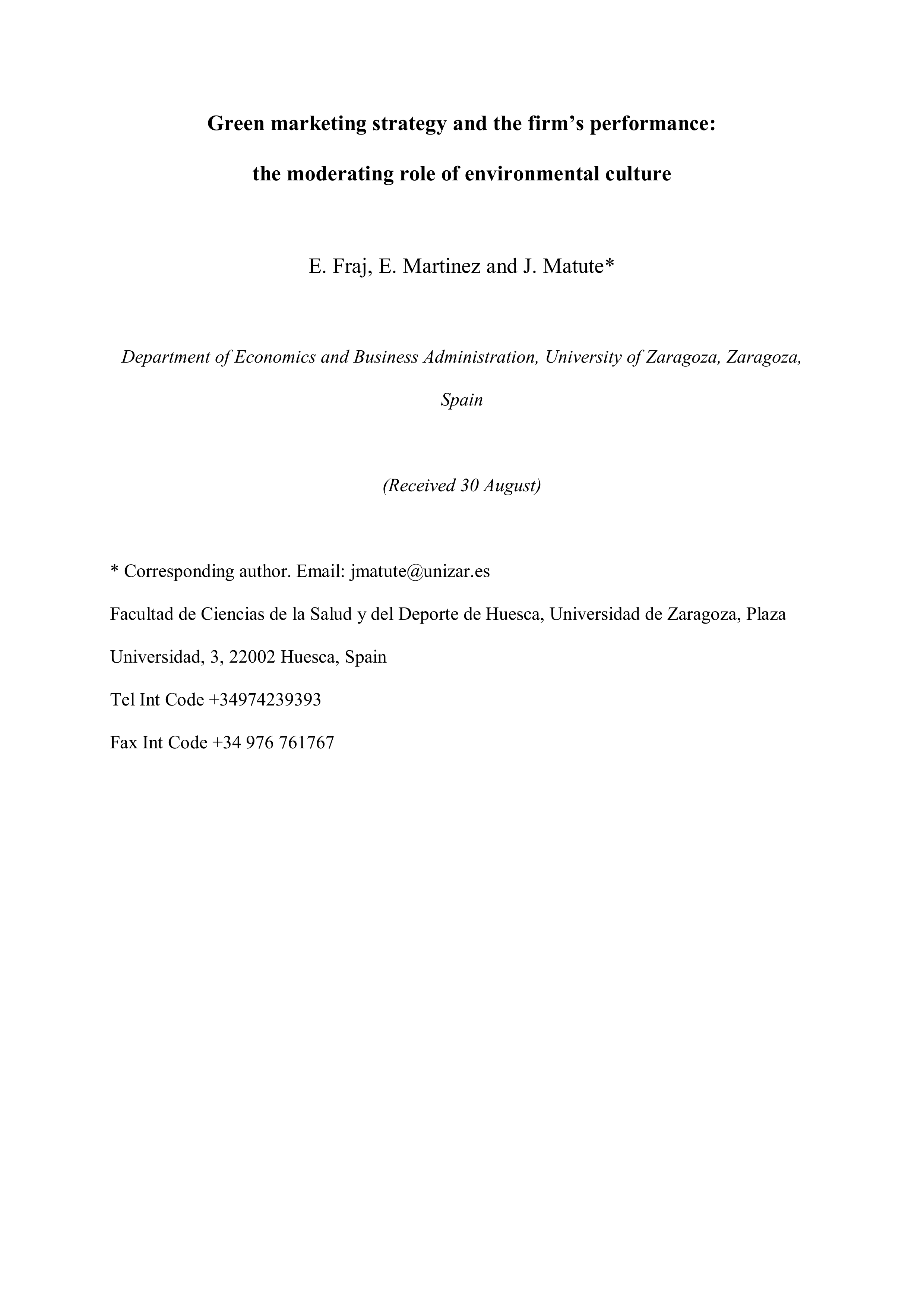Green marketing strategy and the firm's performance: The moderating role of environmental culture
