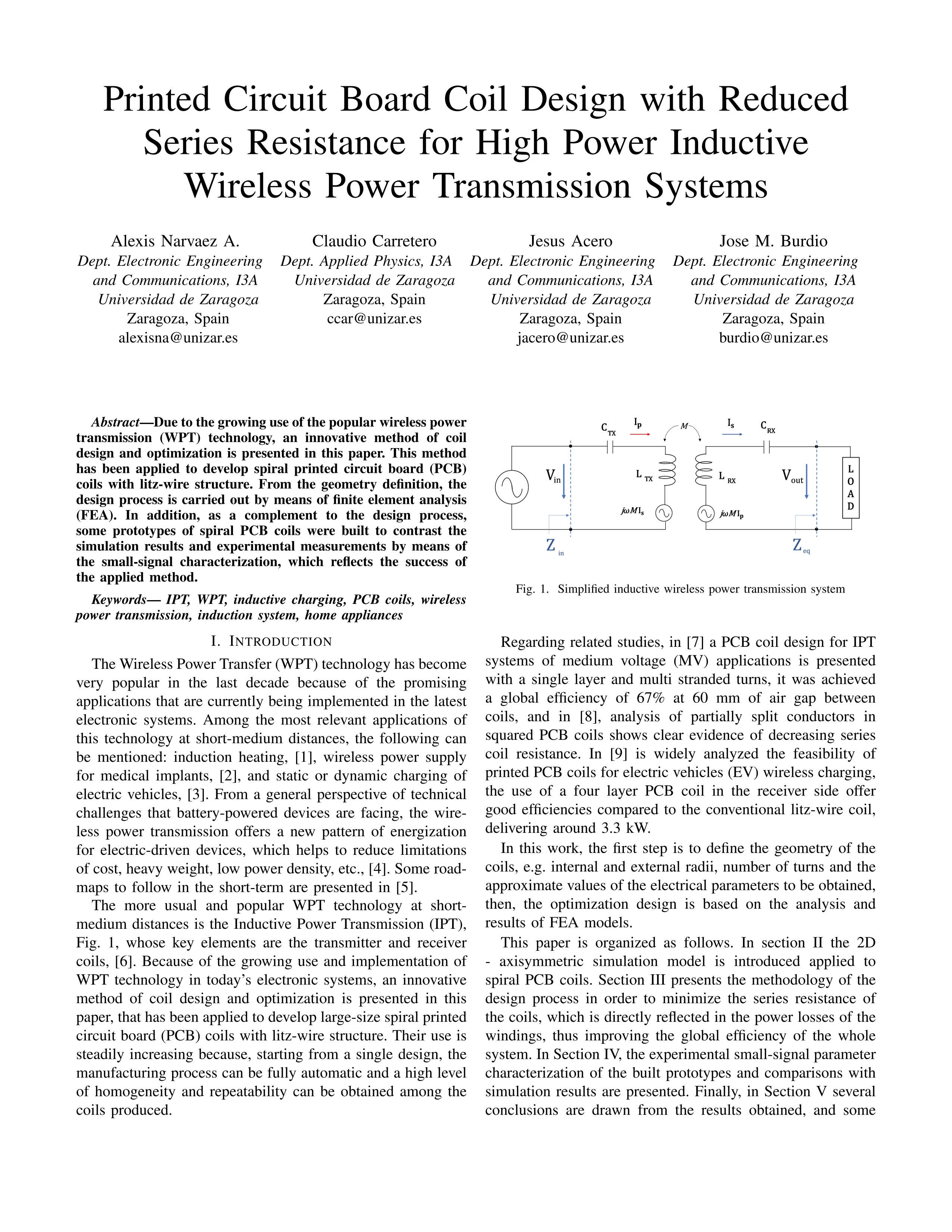 Printed circuit board coil design with reduced series resistance for high power inductive wireless power transmission systems