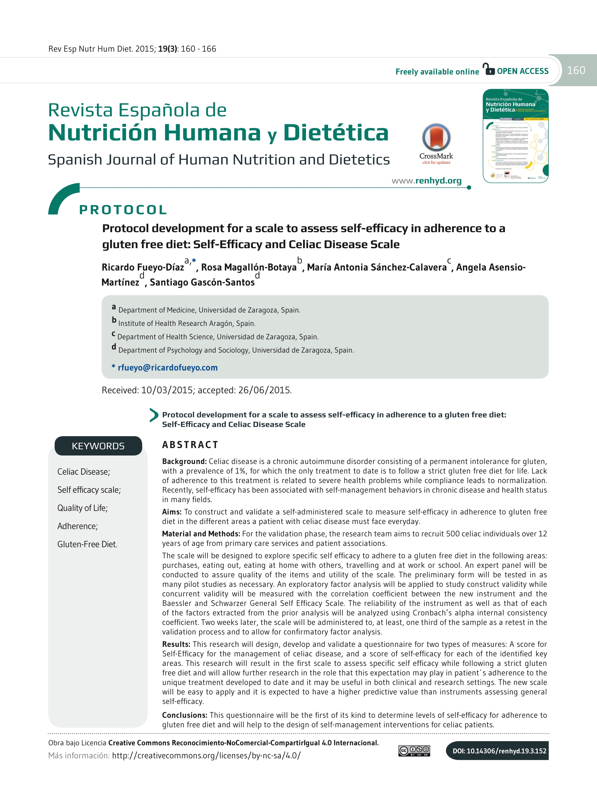 Protocol development for a scale to assess self-efficacy in adherence to a gluten free diet: Self-Efficacy and Celiac Disease Scale