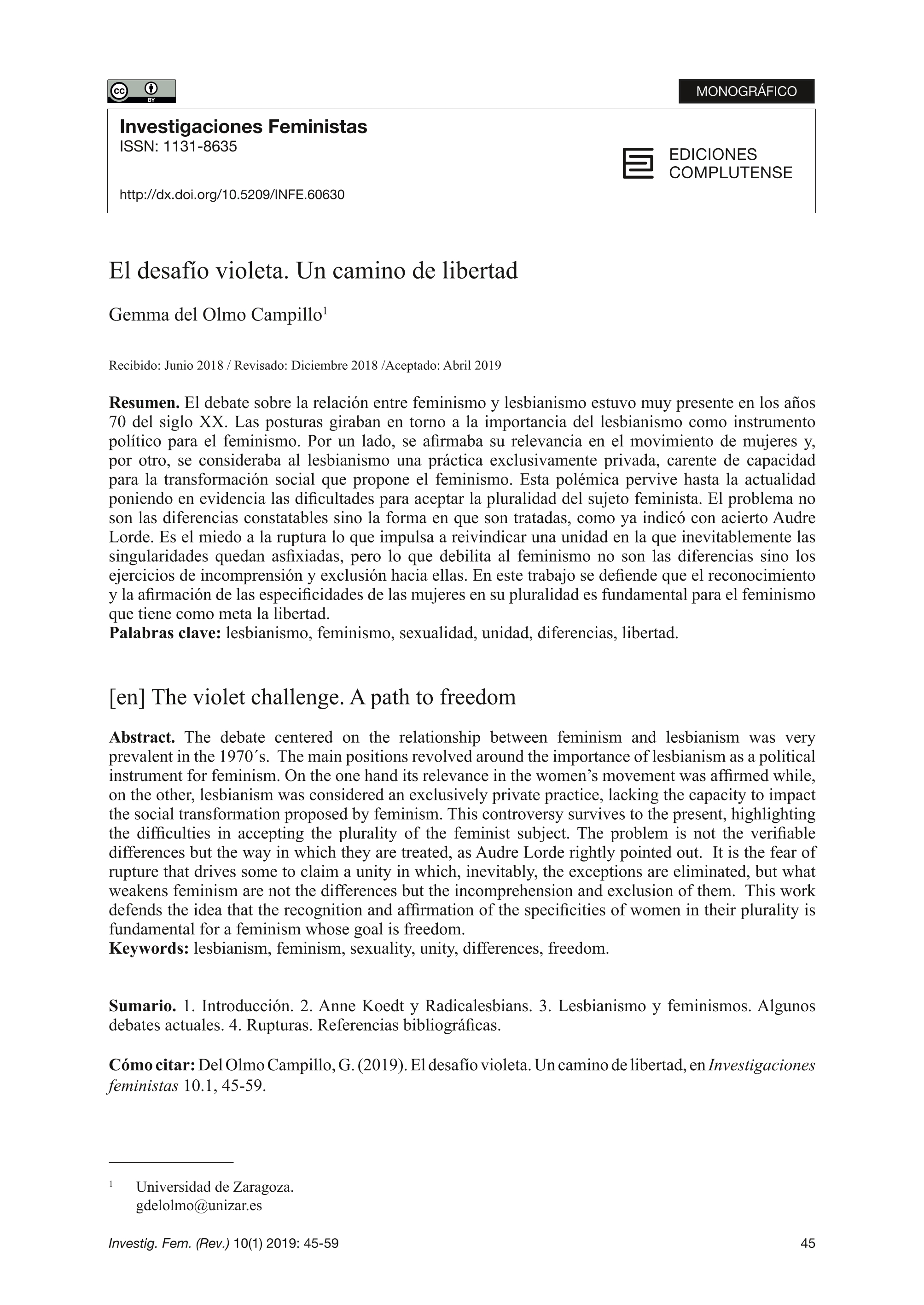 El desafío violeta. Un camino de libertad