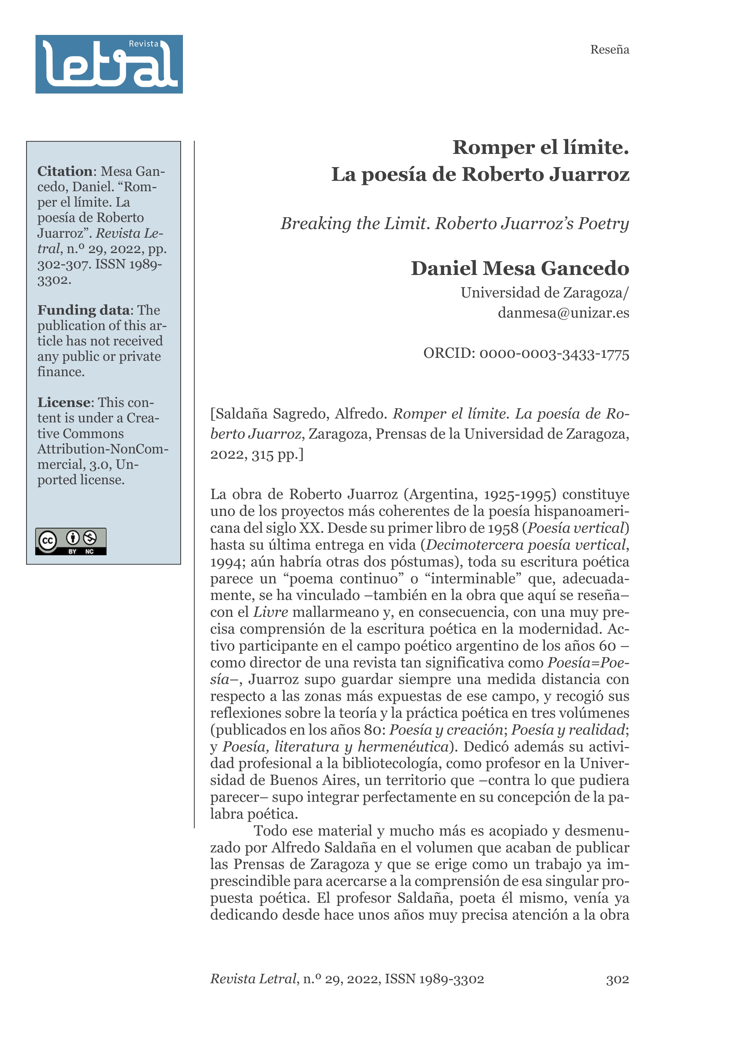 Romper el límite. La poesía de Roberto Juarroz, de Alfredo Saldaña Sagredo
