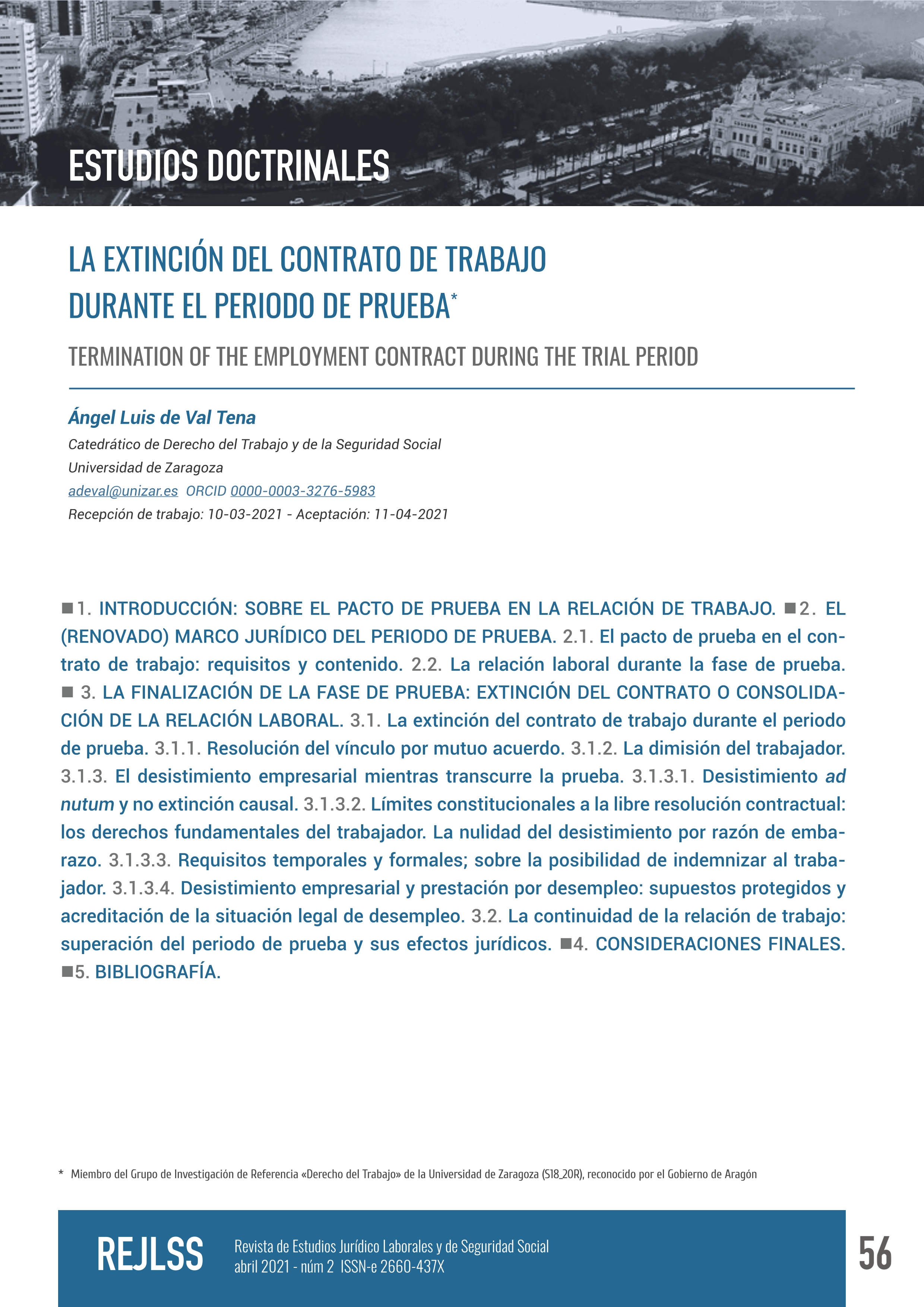 La extinción del contrato de trabajo durante el periodo de prueba