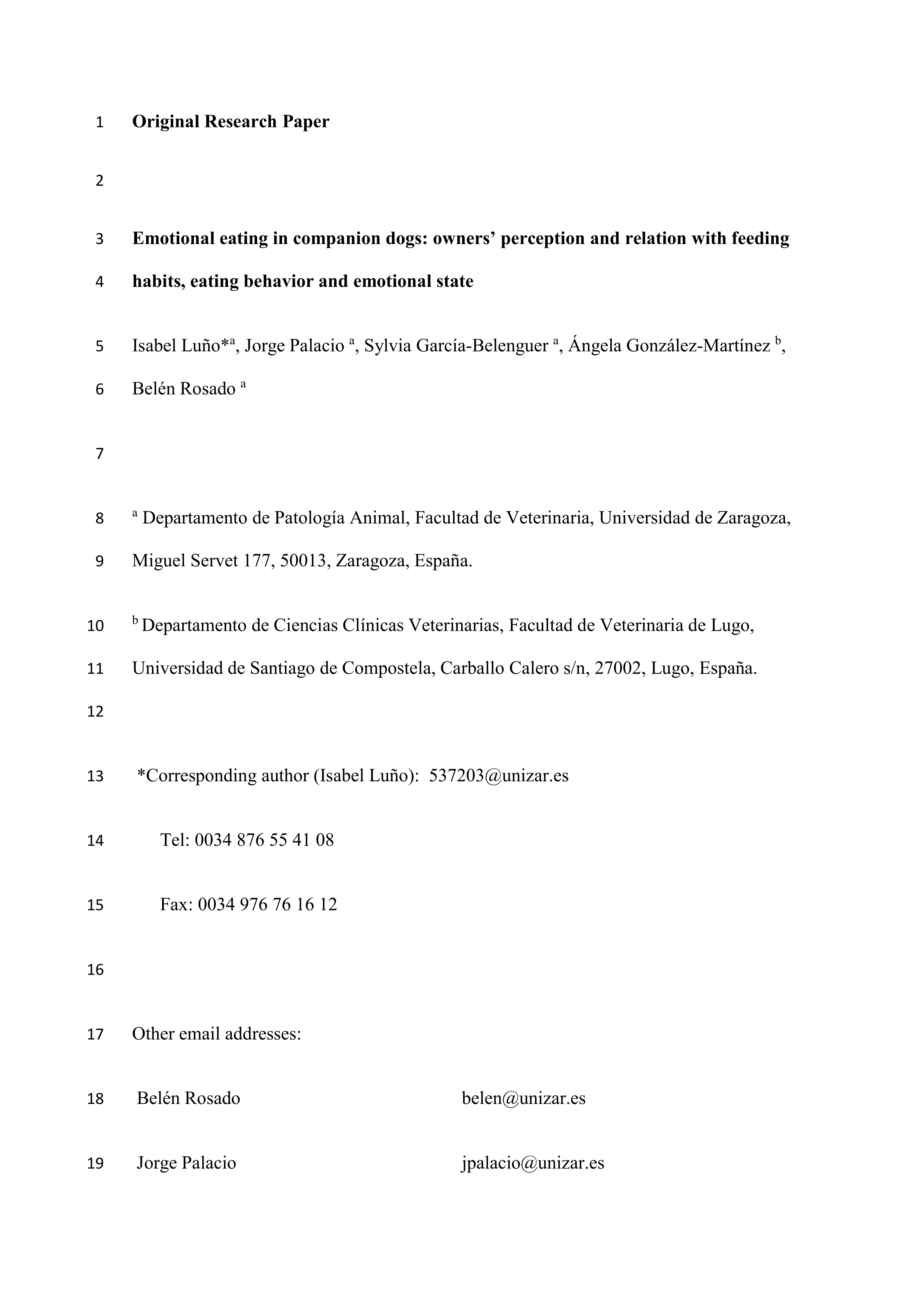 Emotional eating in companion dogs: Owners’ perception and relation with feeding habits, eating behavior, and emotional state