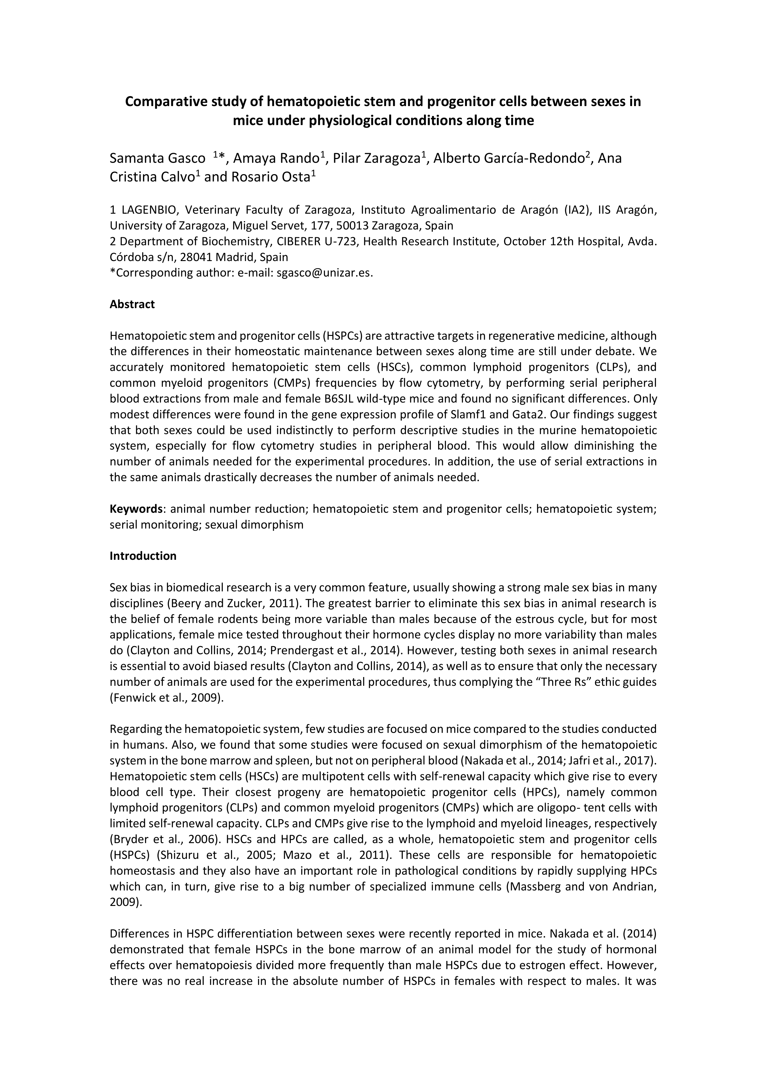 Comparative study of hematopoietic stem and progenitor cells between sexes in mice under physiological conditions along time