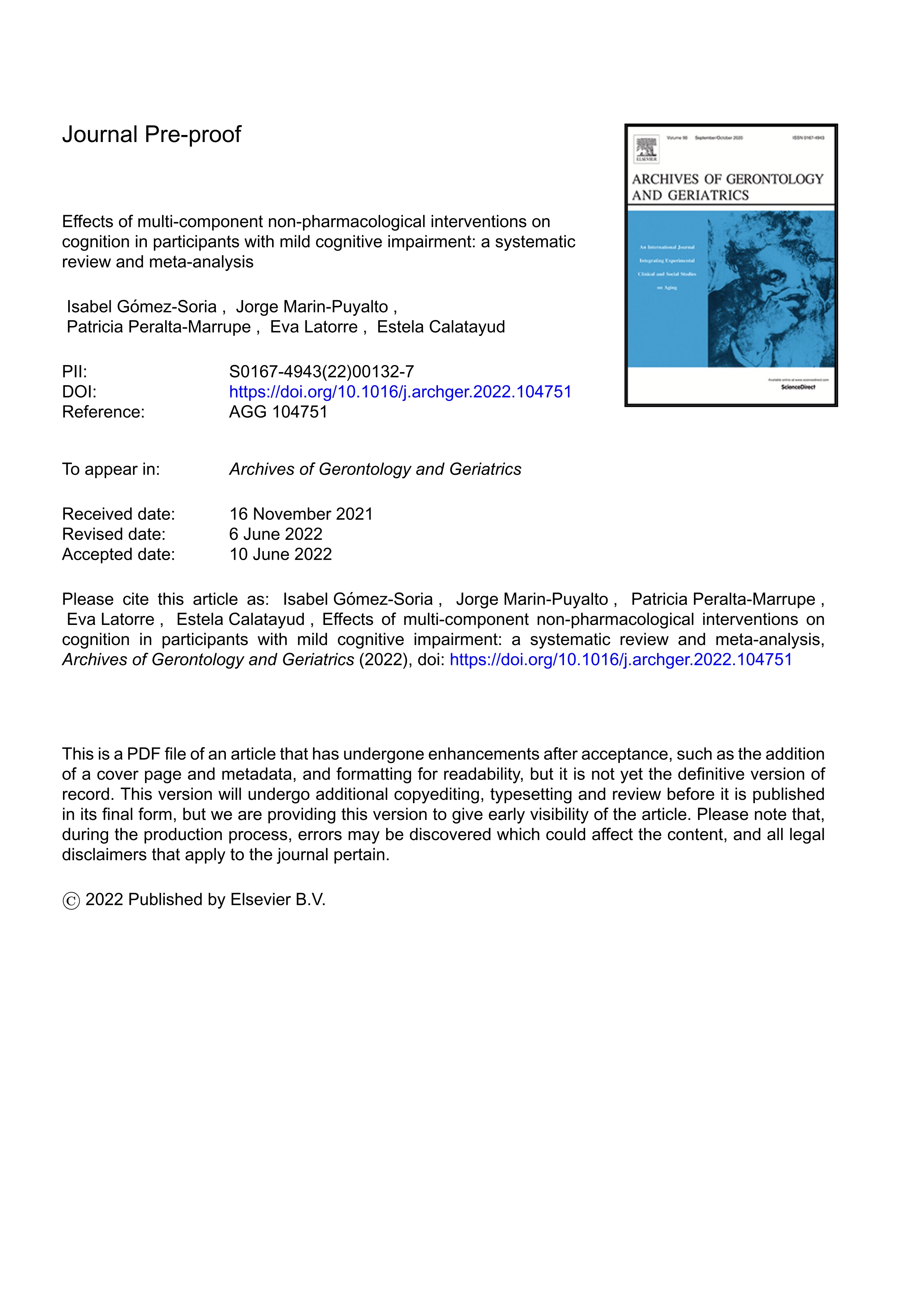 Effects of multi-component non-pharmacological interventions on cognition in participants with mild cognitive impairment: A systematic review and meta-analysis