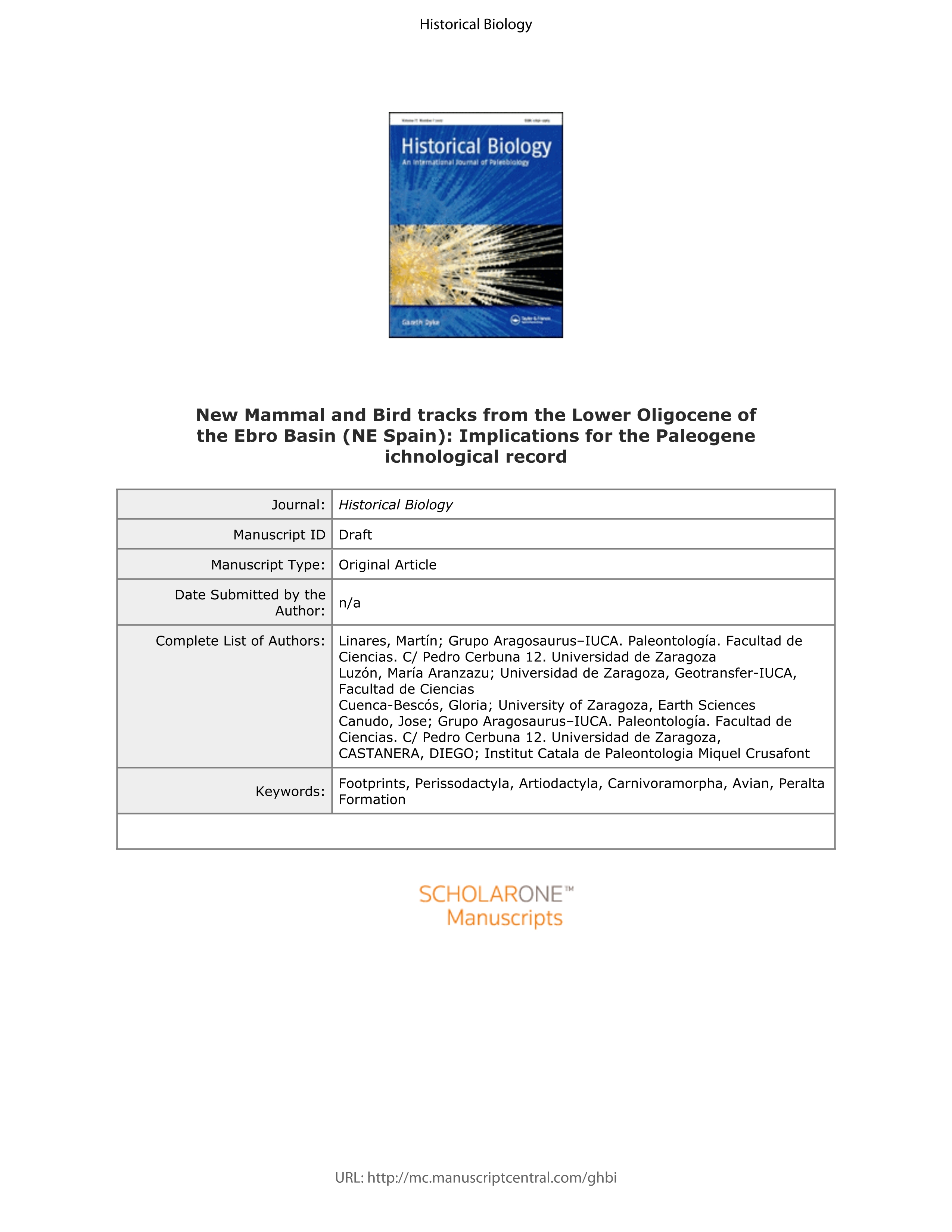 New mammal and bird tracks from the Lower Oligocene of the Ebro Basin (NE Spain): implications for the Palaeogene ichnological record