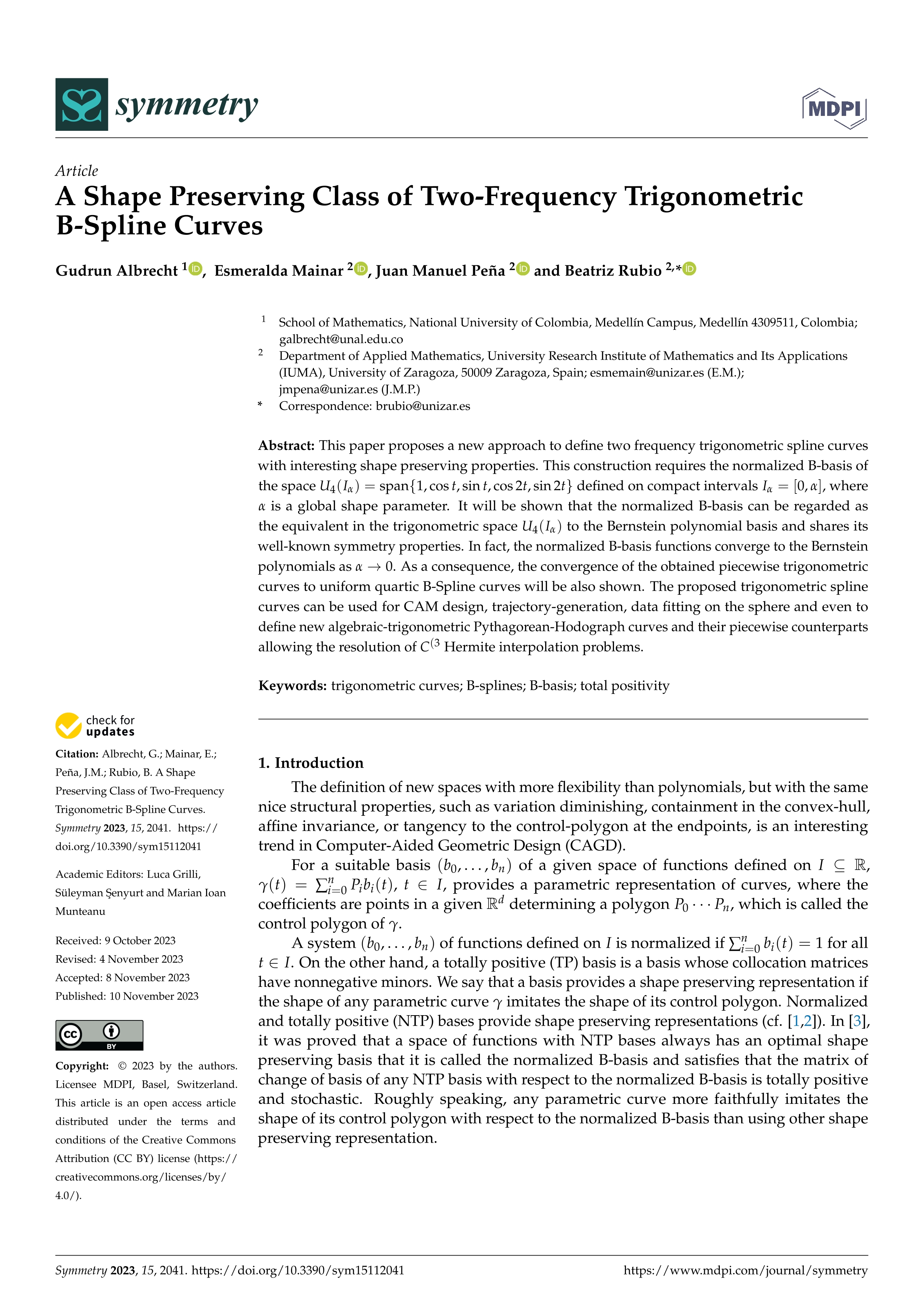 A Shape Preserving Class of Two-Frequency Trigonometric B-Spline Curves