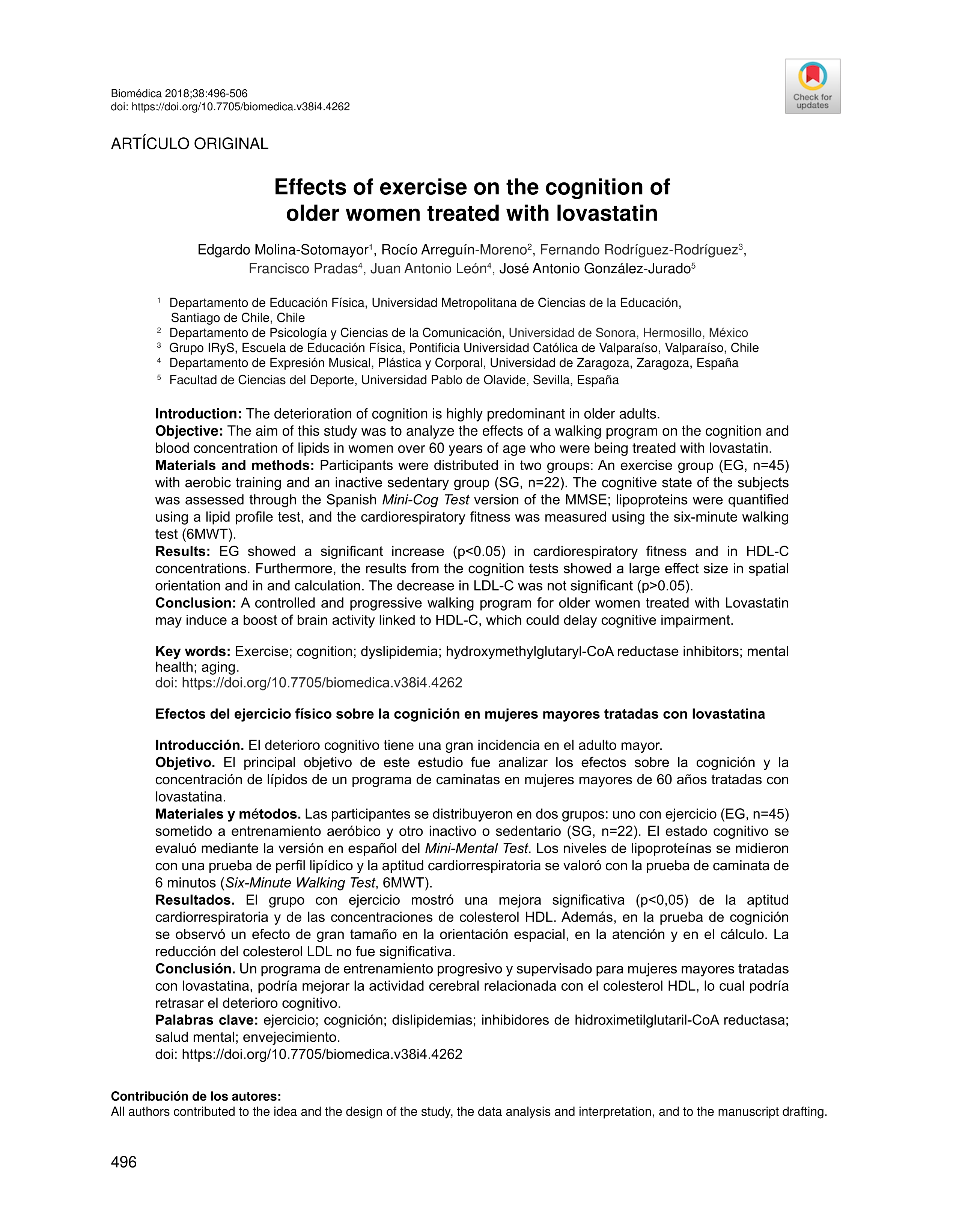 Effects of exercise on the cognition of older women treated with lovastatin Exercise and cognition in older women