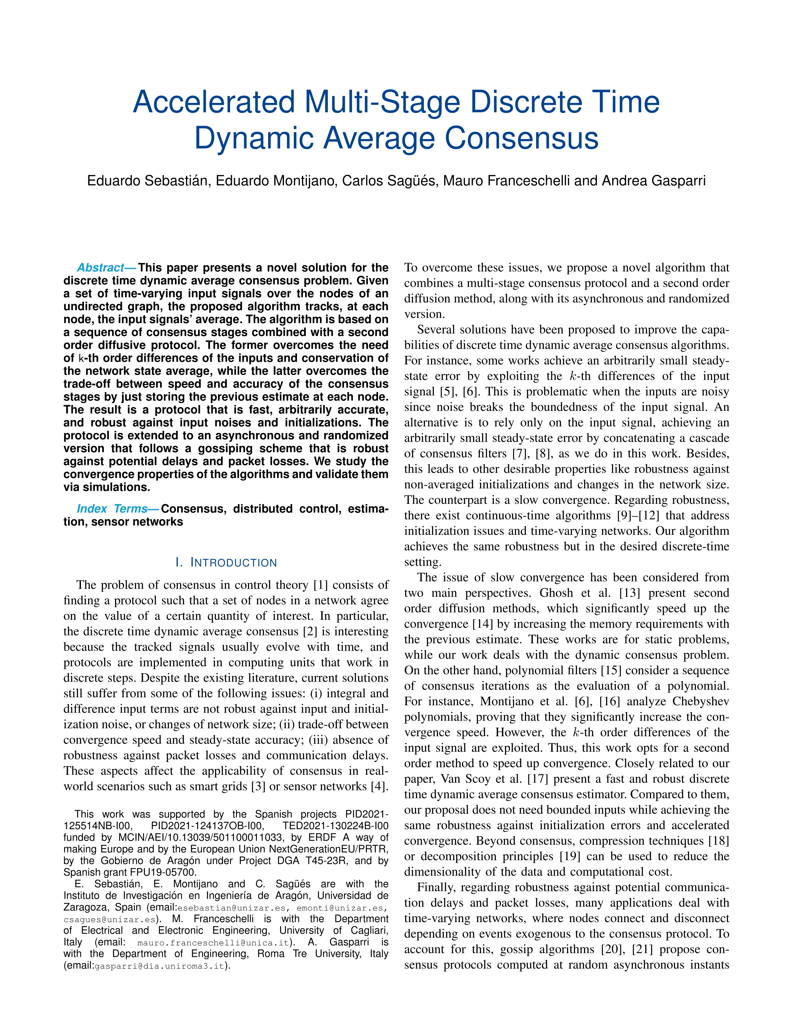 Accelerated Multi-Stage Discrete Time Dynamic Average Consensus