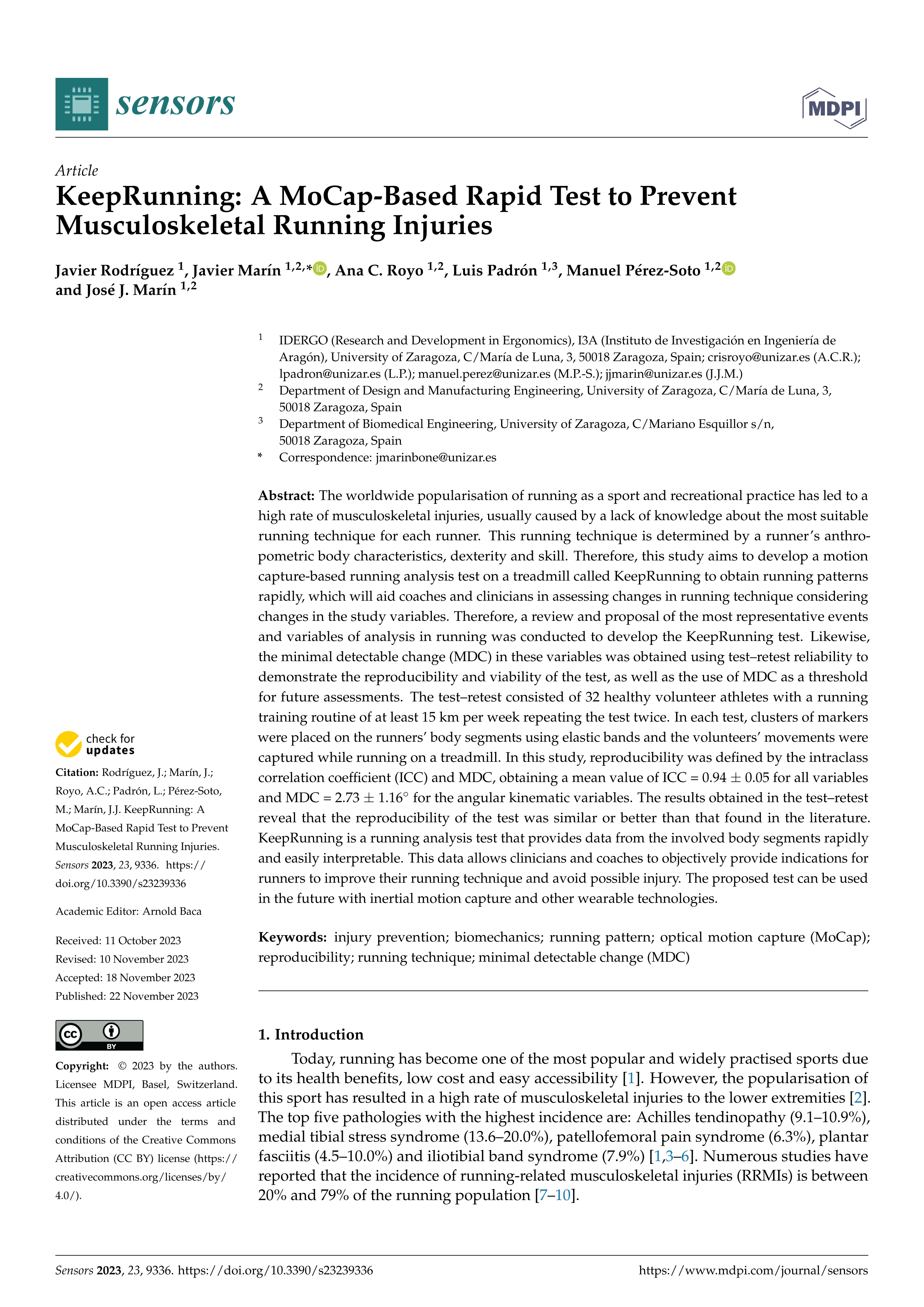 KeepRunning: A MoCap-Based Rapid Test to Prevent Musculoskeletal Running Injuries