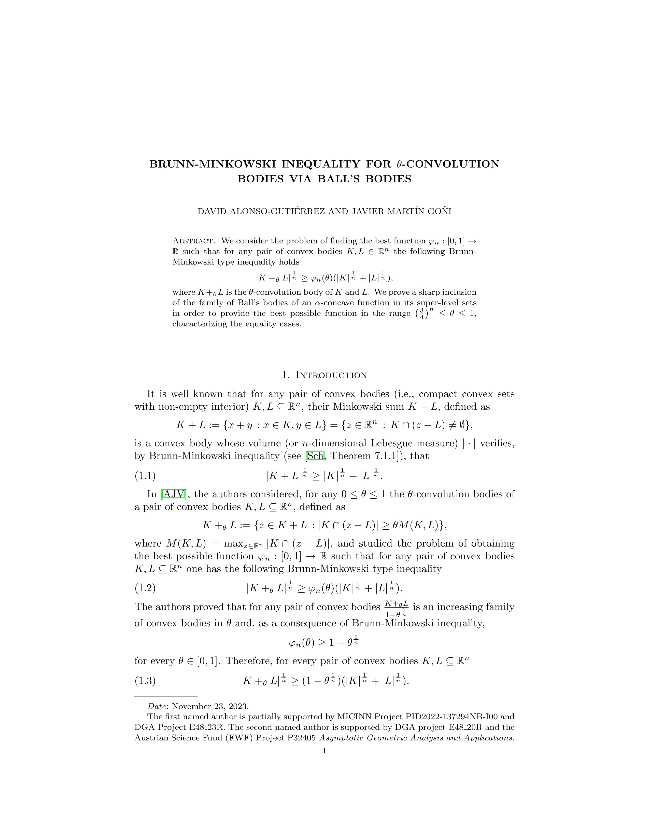 Brunn-Minkowski inequality for theta-convolution bodies via Ball's bodies