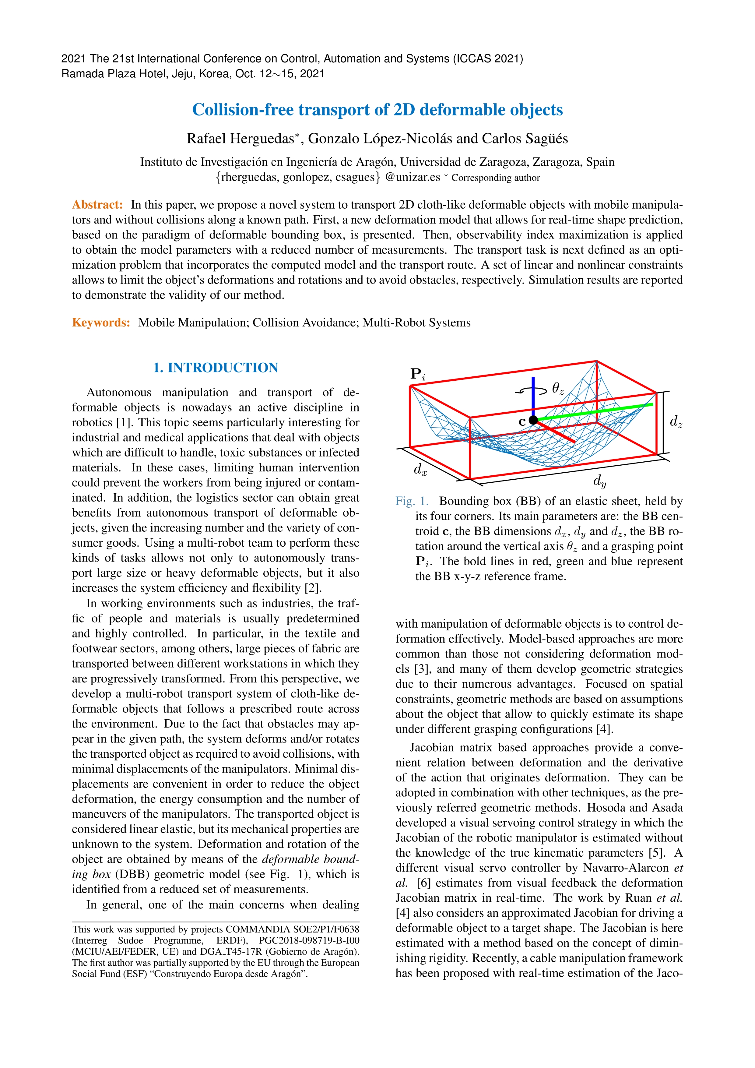 Collision-free transport of 2D deformable objects