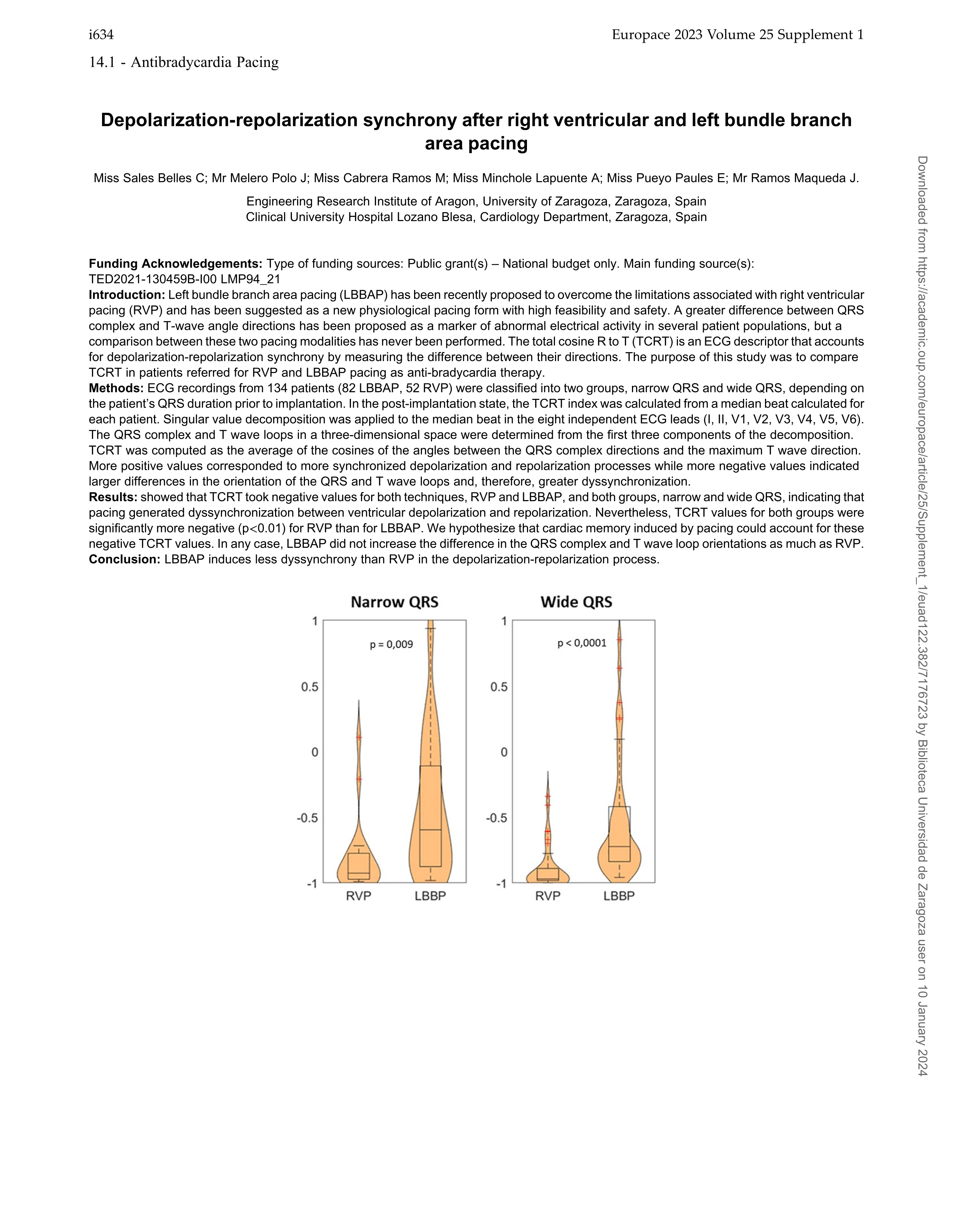 Depolarization-repolarization synchrony after right ventricular and left bundle branch area pacing