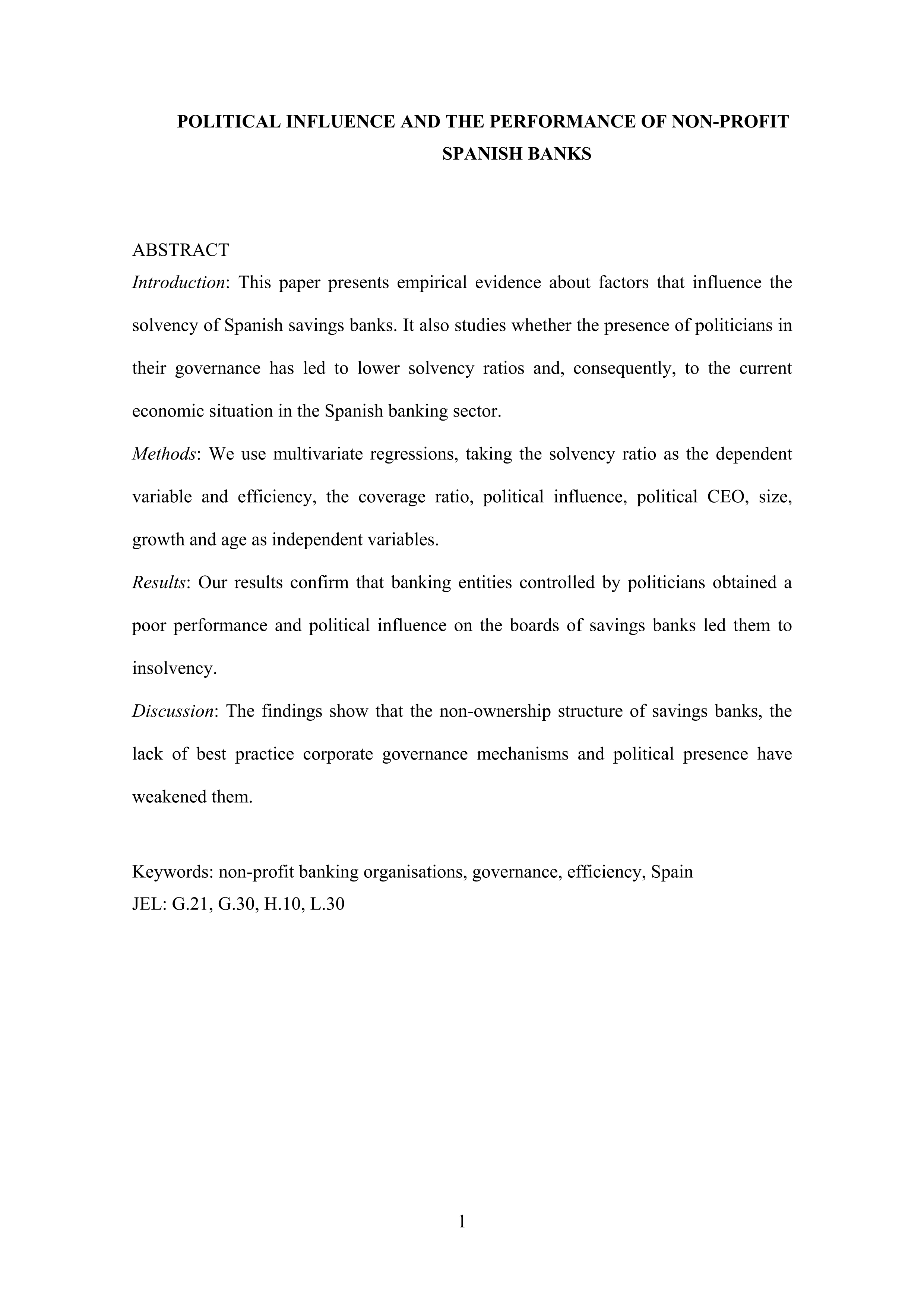 Political Influence and the Performance of Nonprofit Spanish Banks