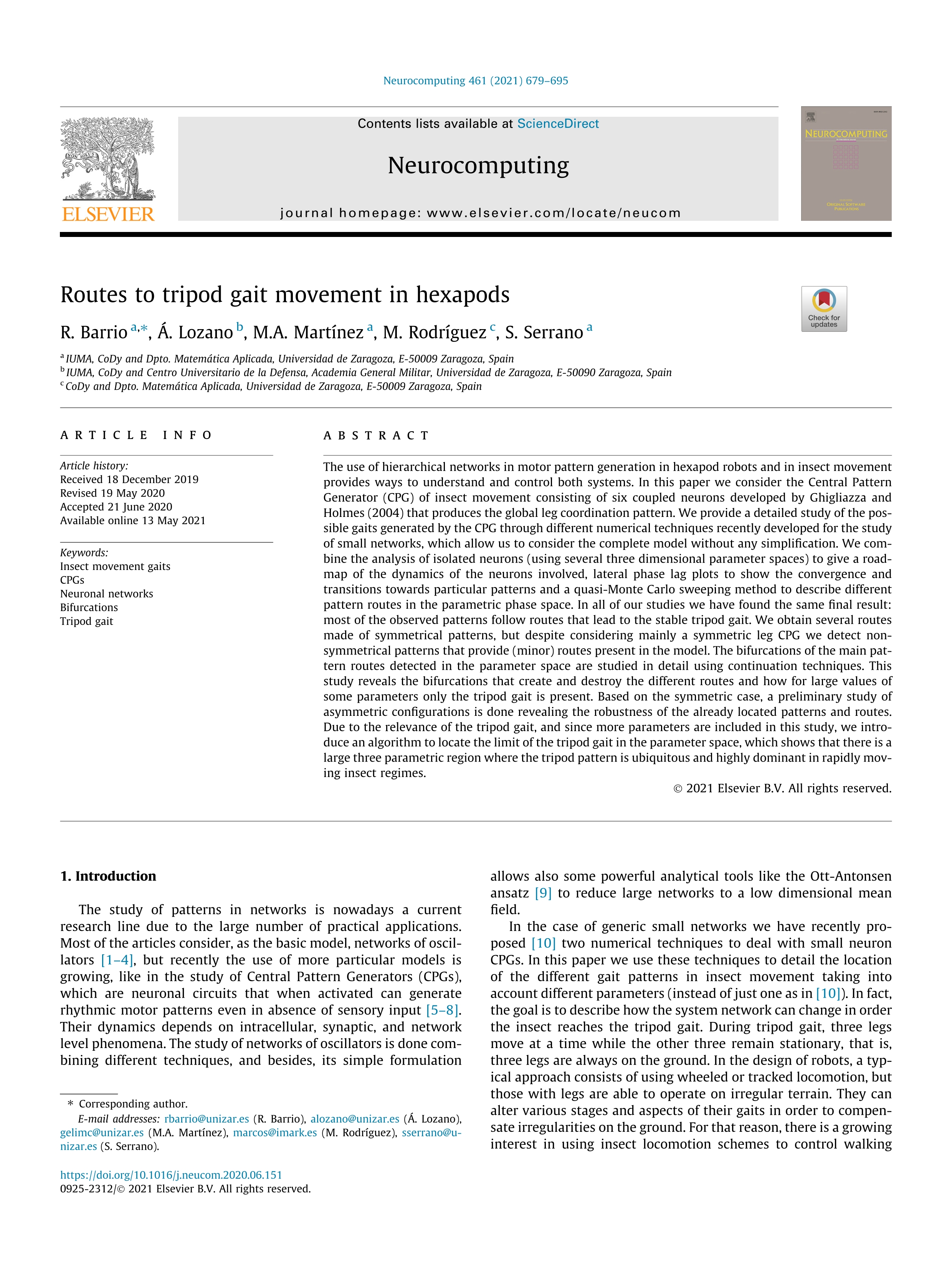 Routes to tripod gait movement in hexapods