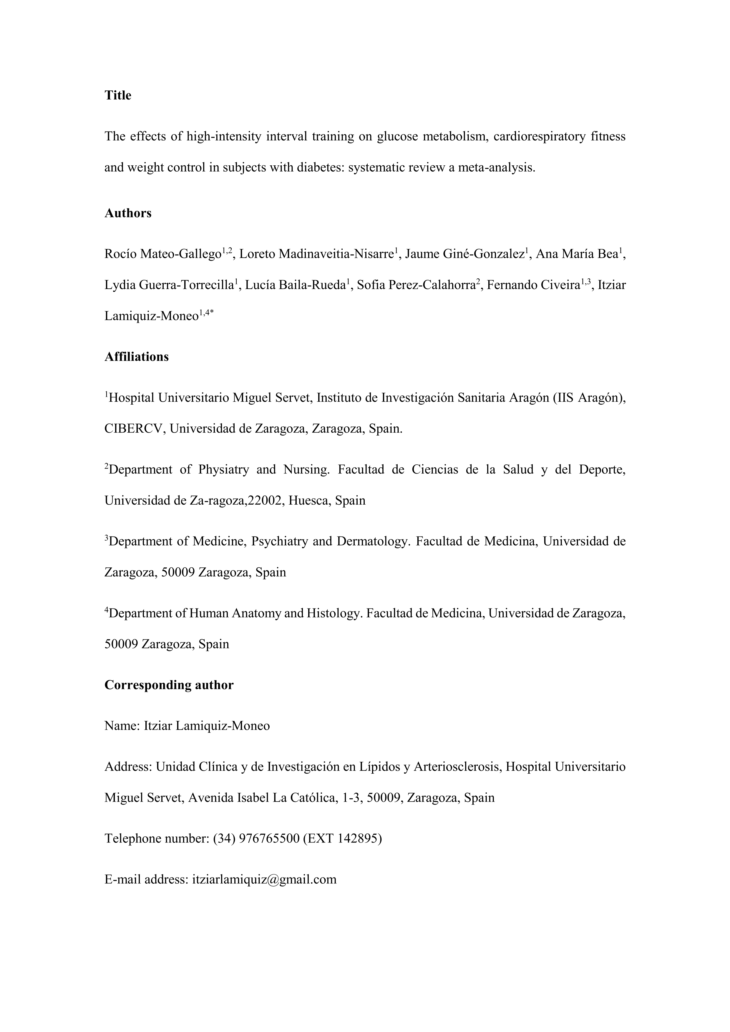 The effects of high-intensity interval training on glucose metabolism, cardiorespiratory fitness and weight control in subjects with diabetes: systematic review a meta-analysis