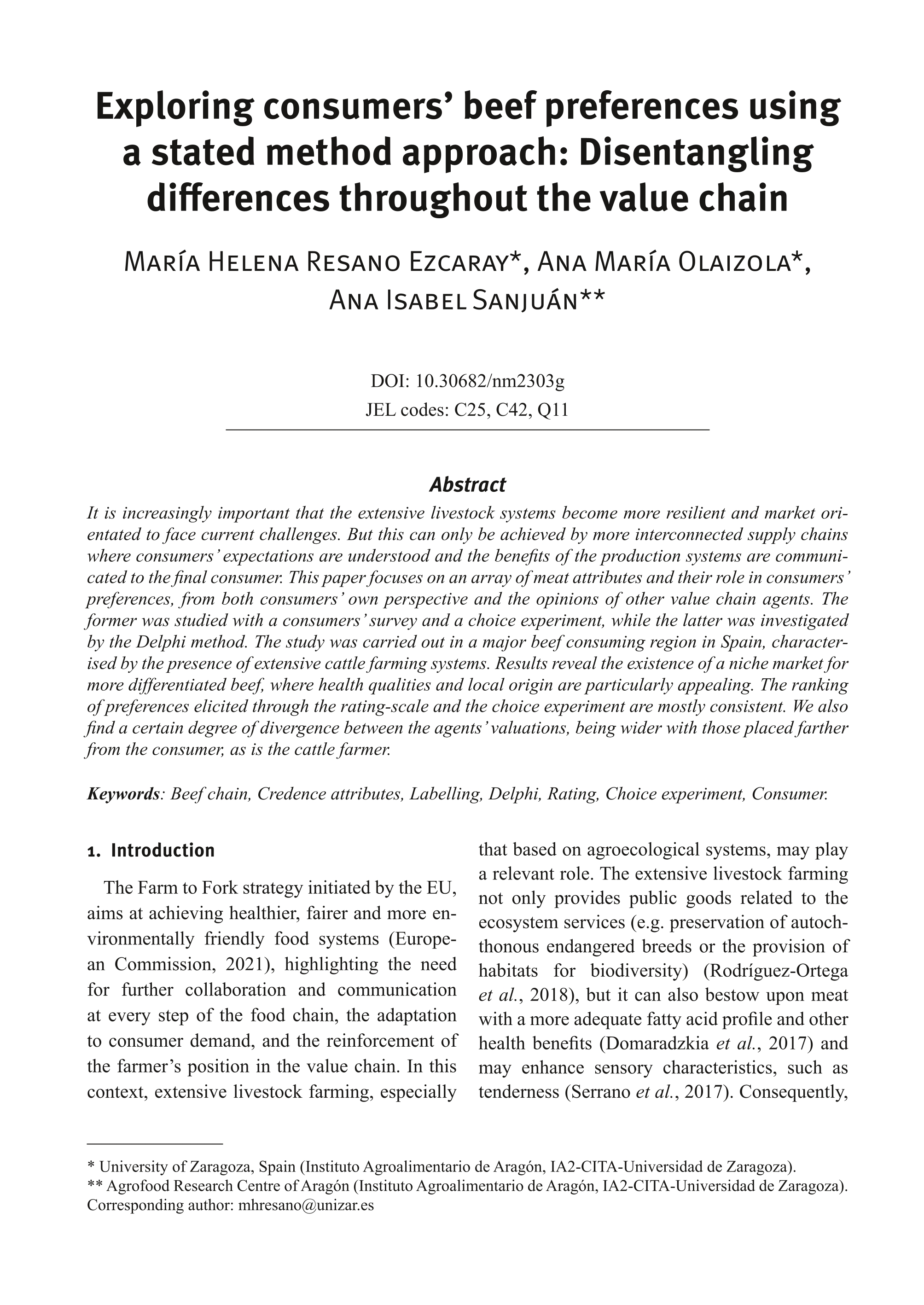 Exploring consumers’ beef preferences using a stated method approach: Disentangling differences throughout the value chain