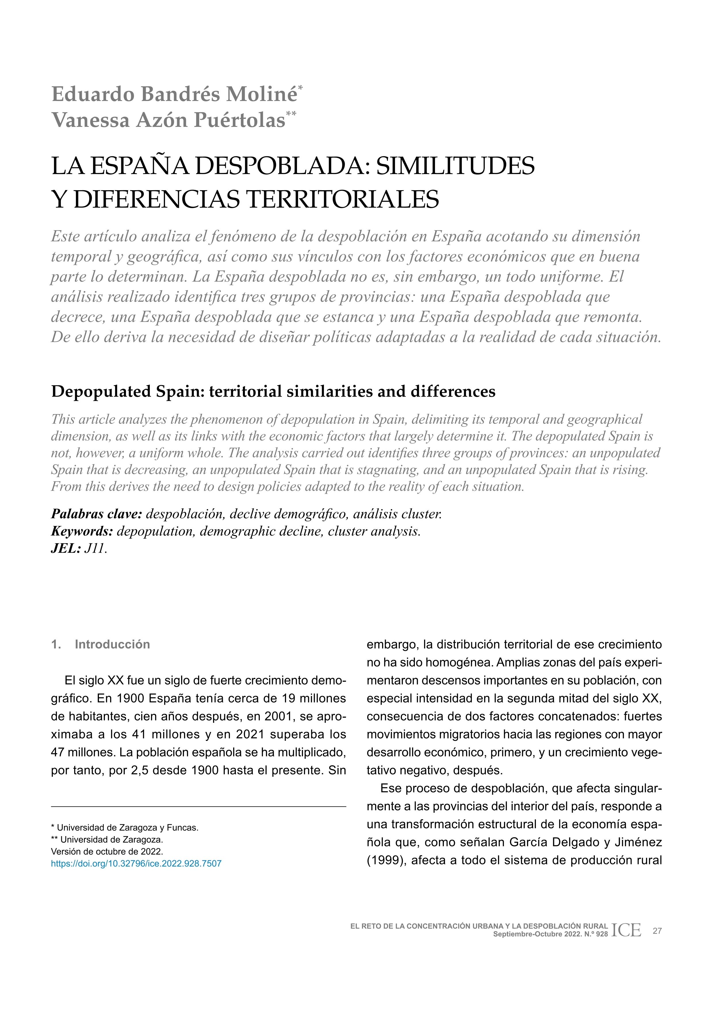 La España despoblada: similitudes y diferencias territoriales
