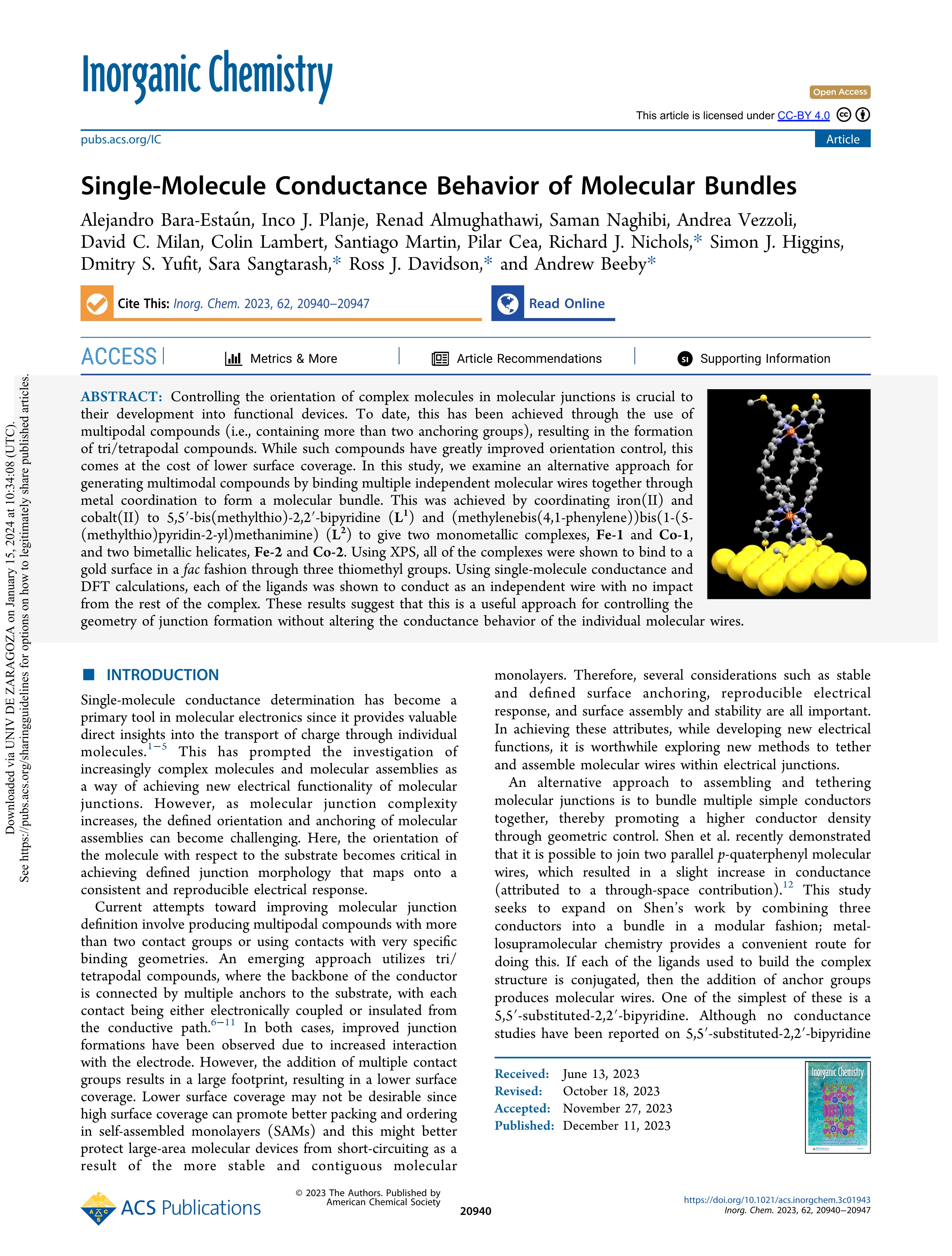 Single-molecule conductance behavior of molecular bundles