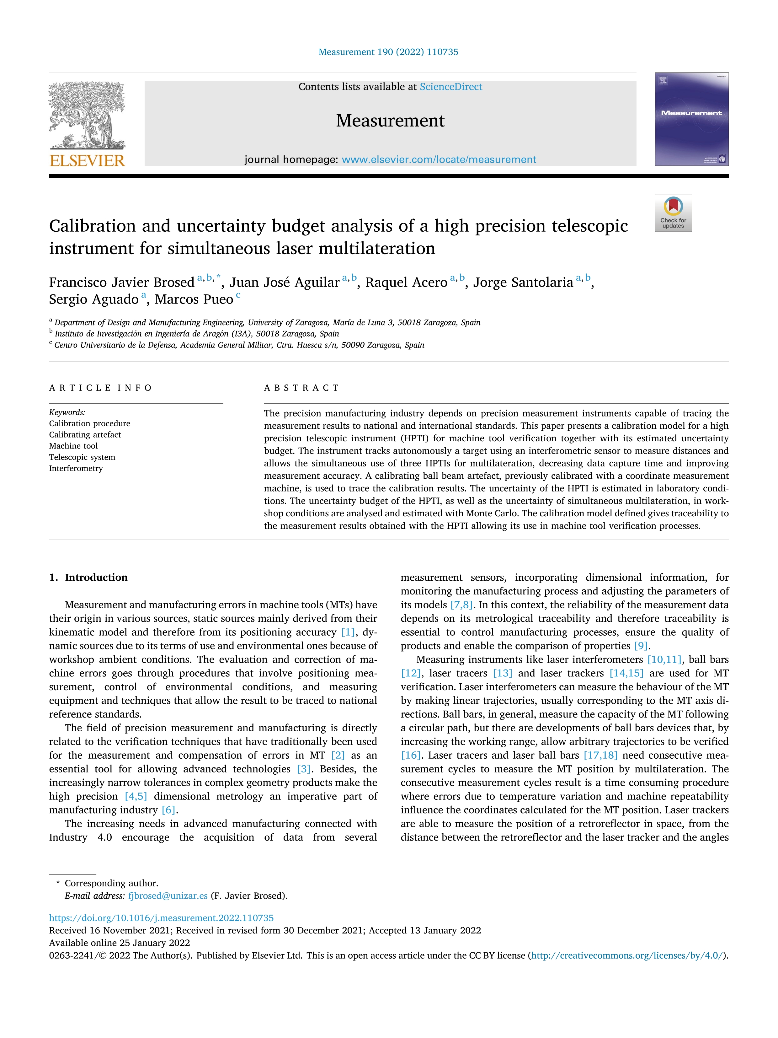 Calibration and uncertainty budget analysis of a high precision telescopic instrument for simultaneous laser multilateration