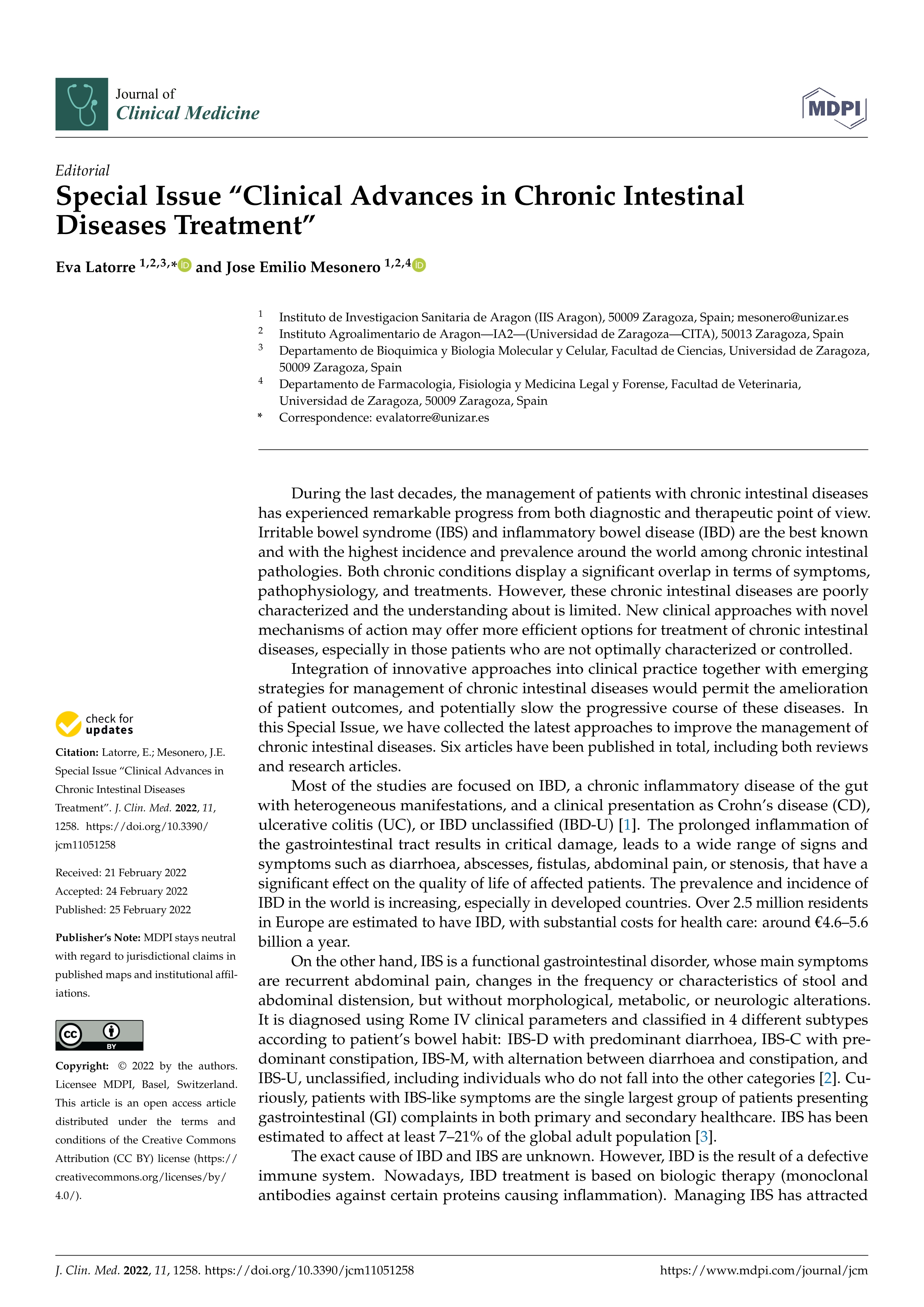 Special Issue “Clinical Advances in Chronic Intestinal Diseases Treatment”