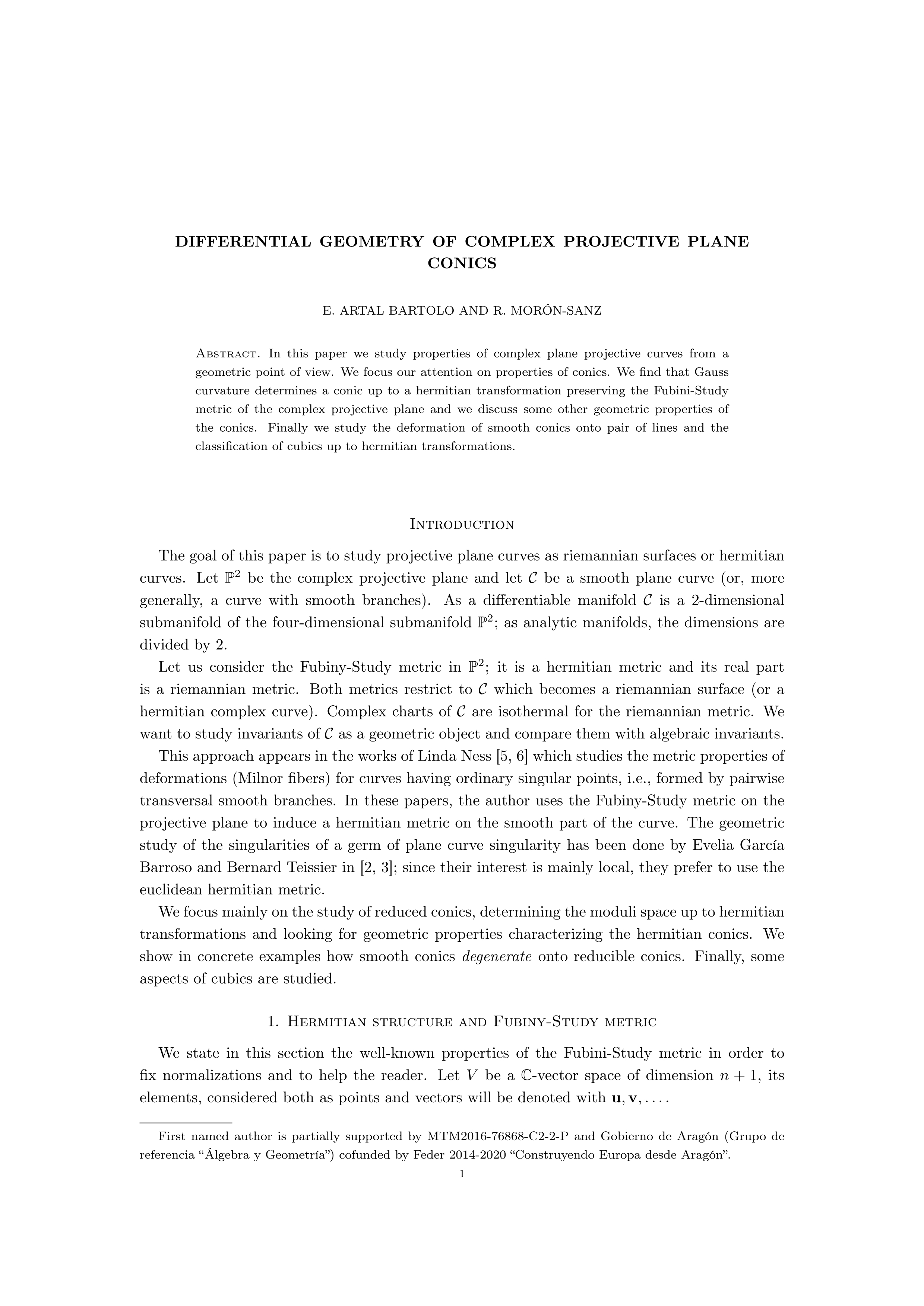 Differential geometry of complex projective plane conics