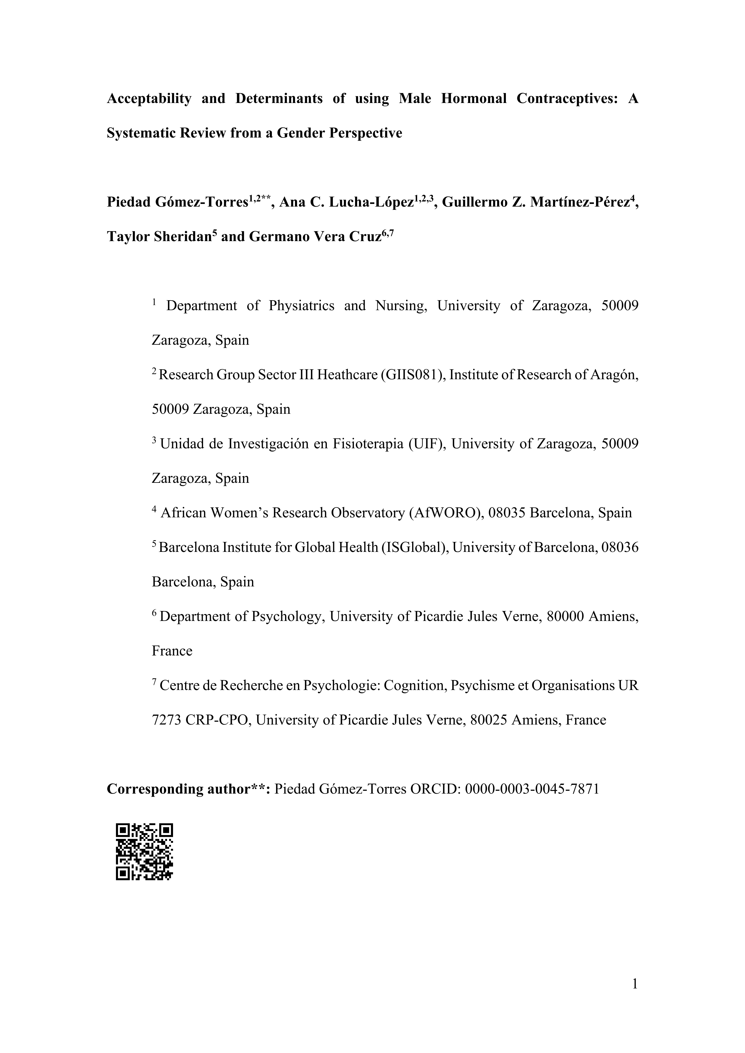 Acceptability and determinants of using male hormonal contraceptives: a systematic review from a gender perspective.