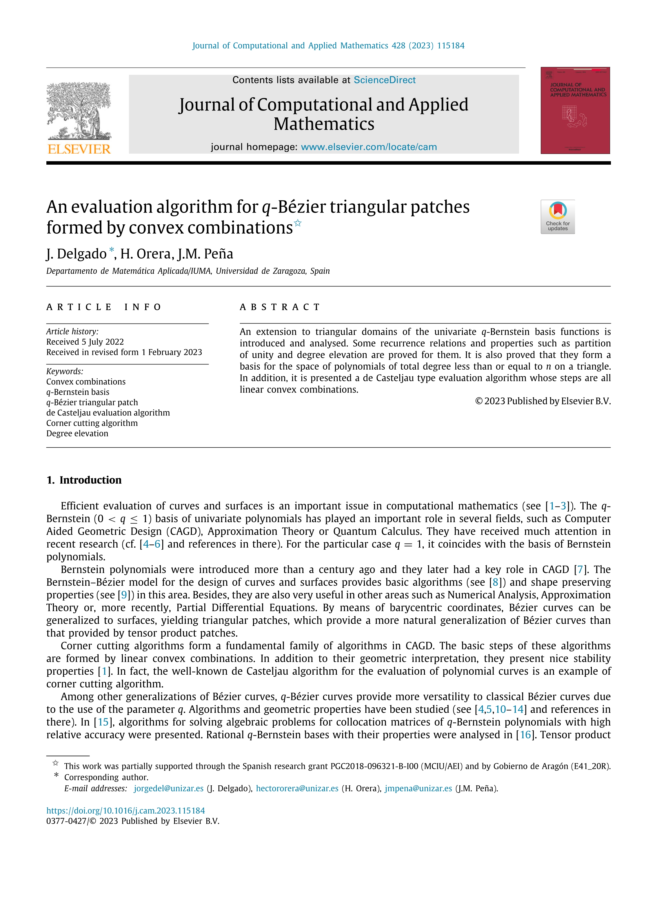 An evaluation algorithm for q-Bézier triangular patches formed by convex combinations