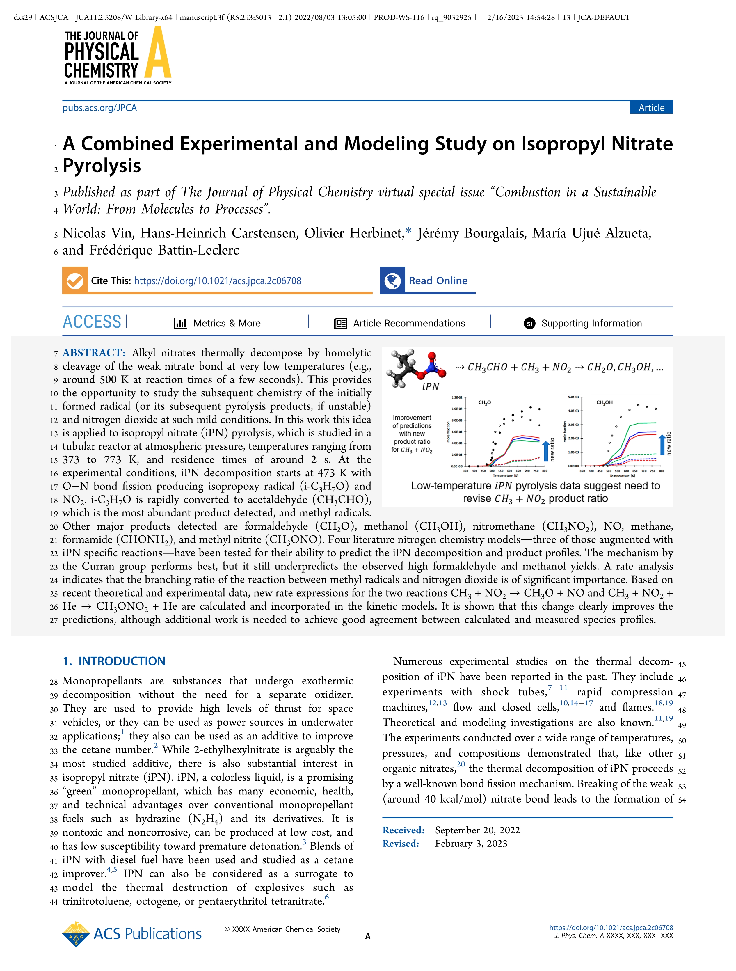 A combined experimental and modeling study on isopropyl nitrate pyrolysis
