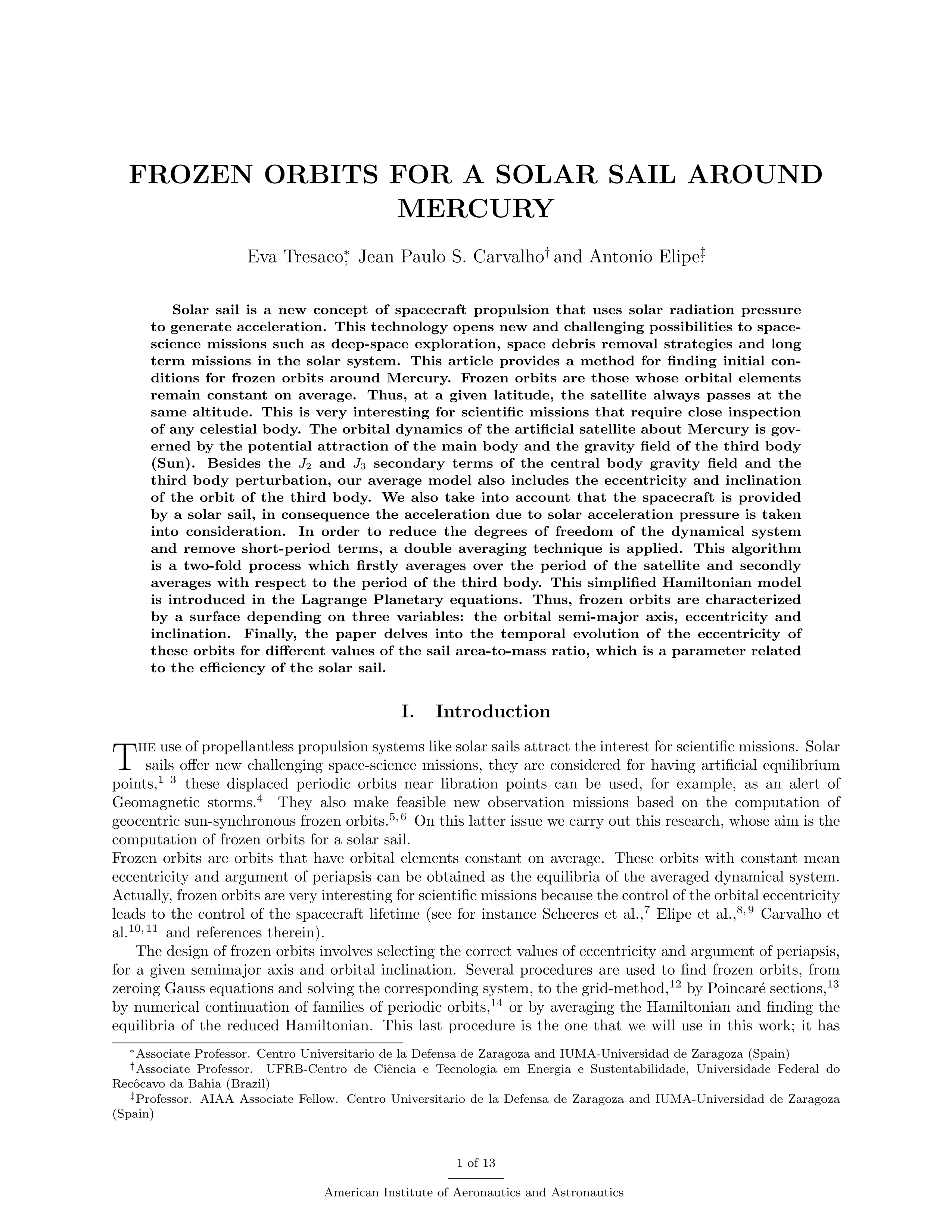 Frozen orbits for a solar sail around Mercury