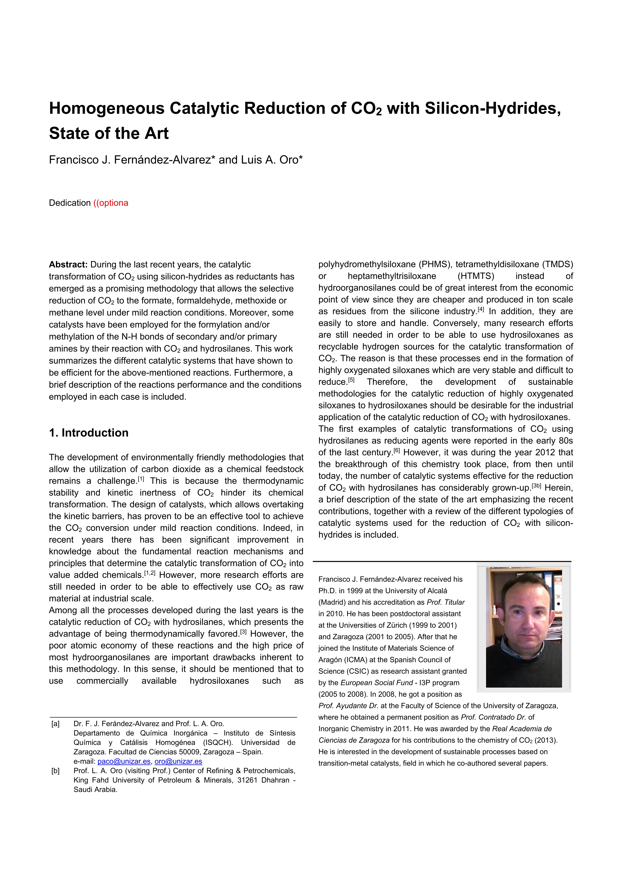 Homogeneous Catalytic Reduction of CO2 with Silicon-Hydrides, State of the Art