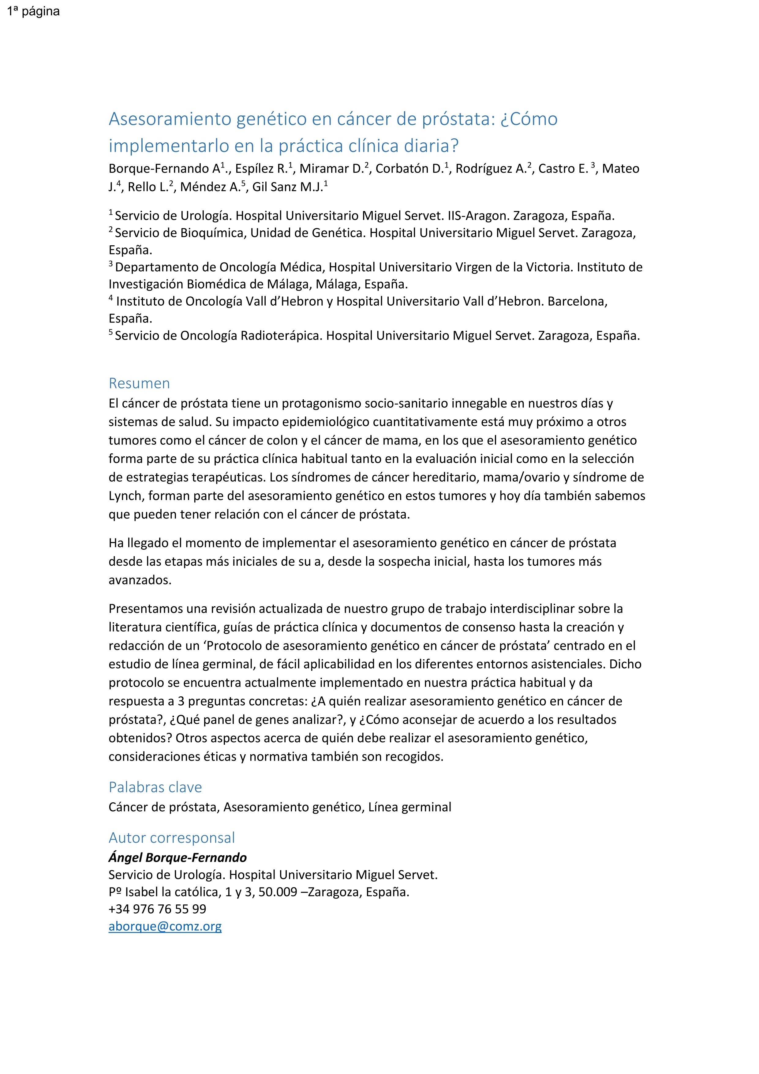 Asesoramiento genético en cáncer de próstata: ¿cómo implementarlo en la práctica clínica diaria?