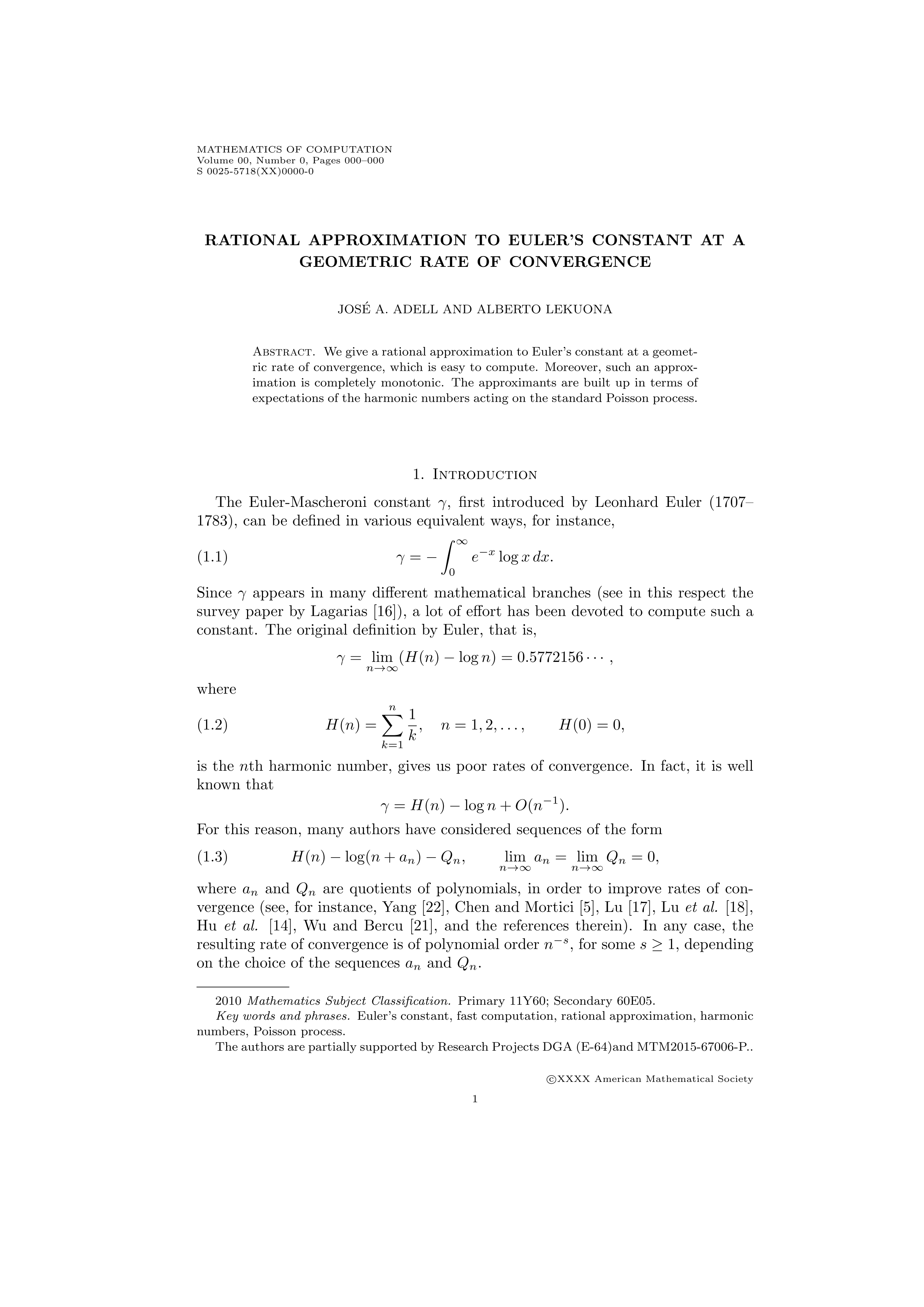 Rational approximation to Euler's constant at a geometric rate of convergence