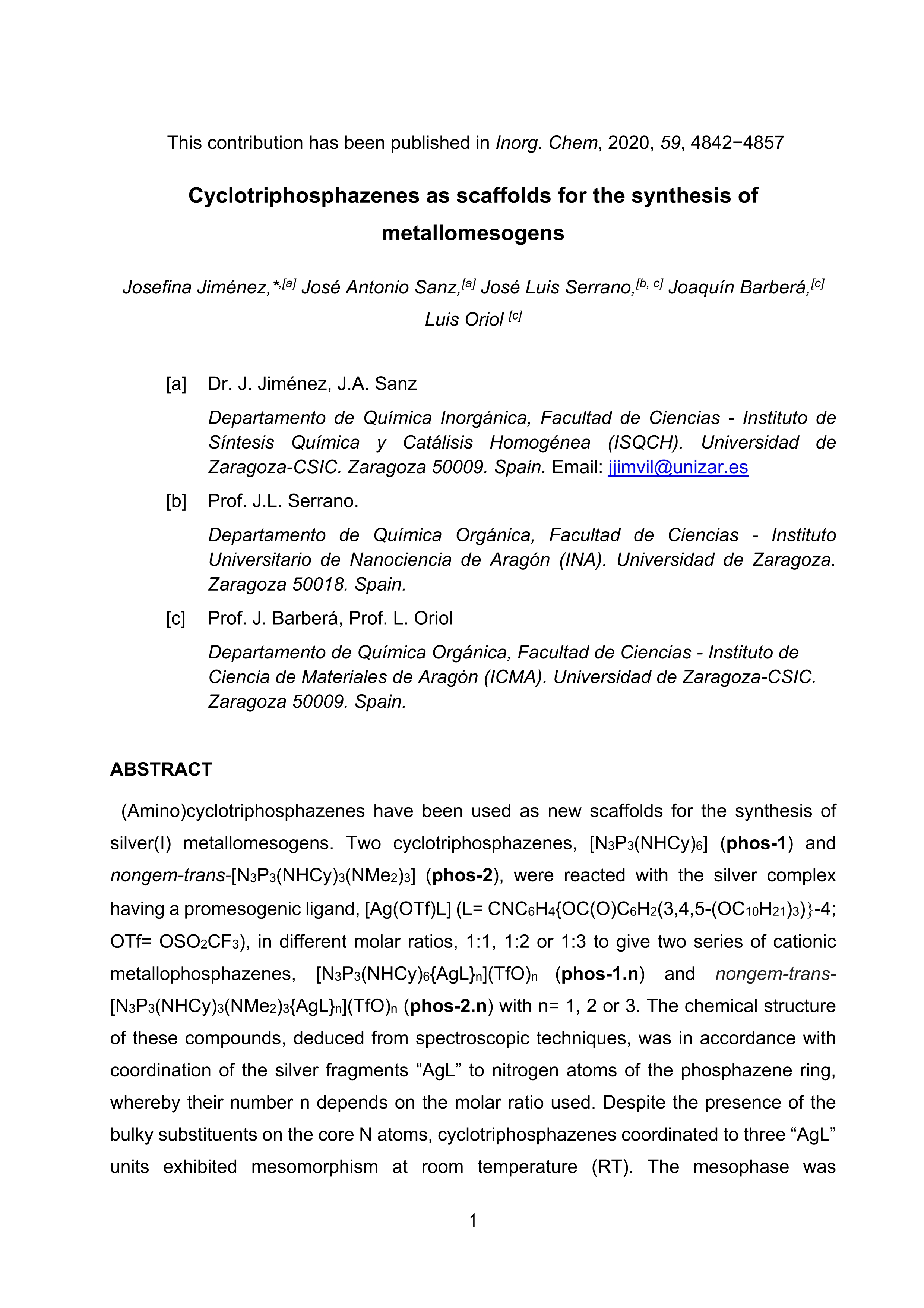 Cyclotriphosphazenes as scaffolds for the synthesis of metallomesogens