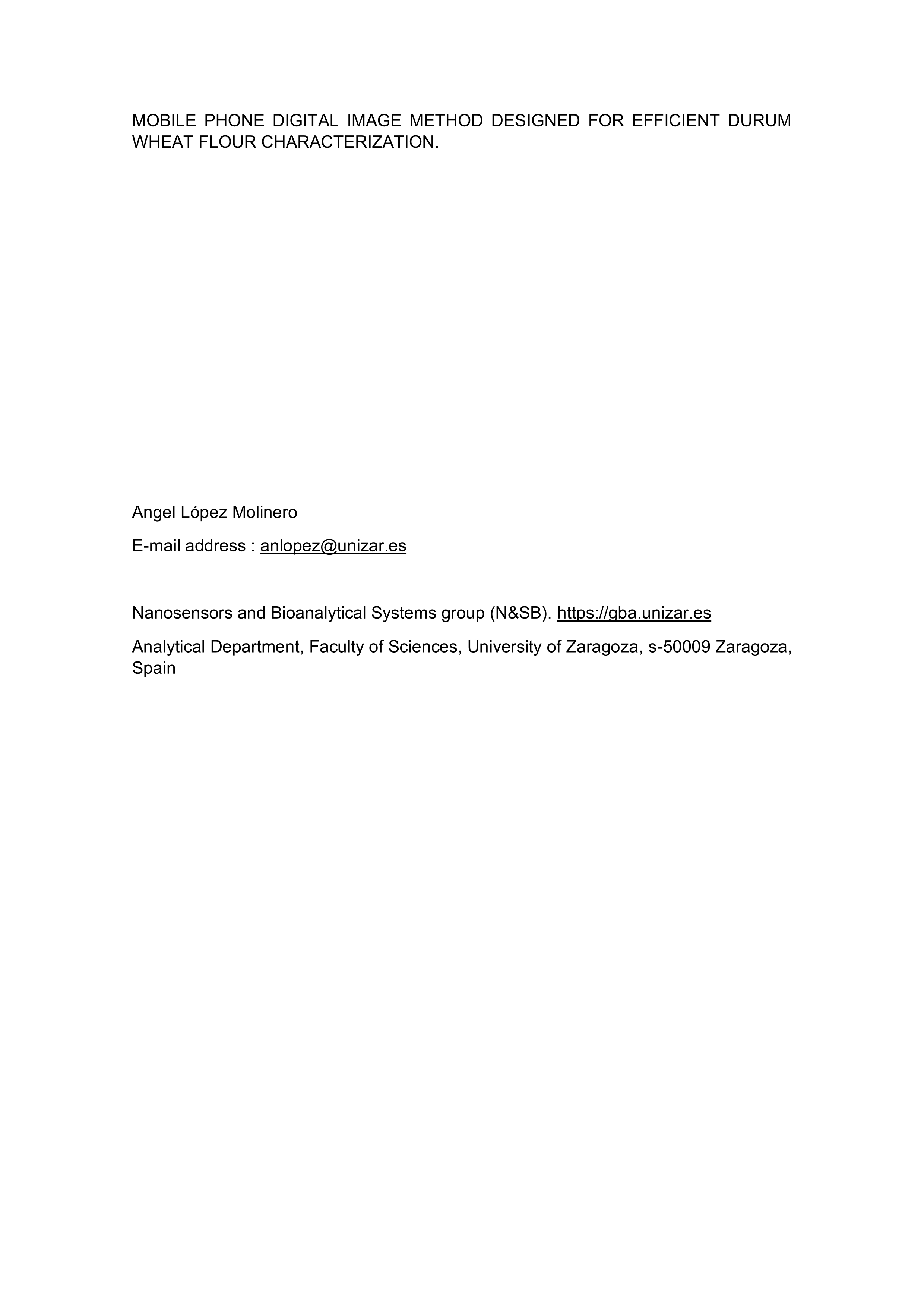 A mobile phone digital image method designed for efficient durum wheat flour characterization