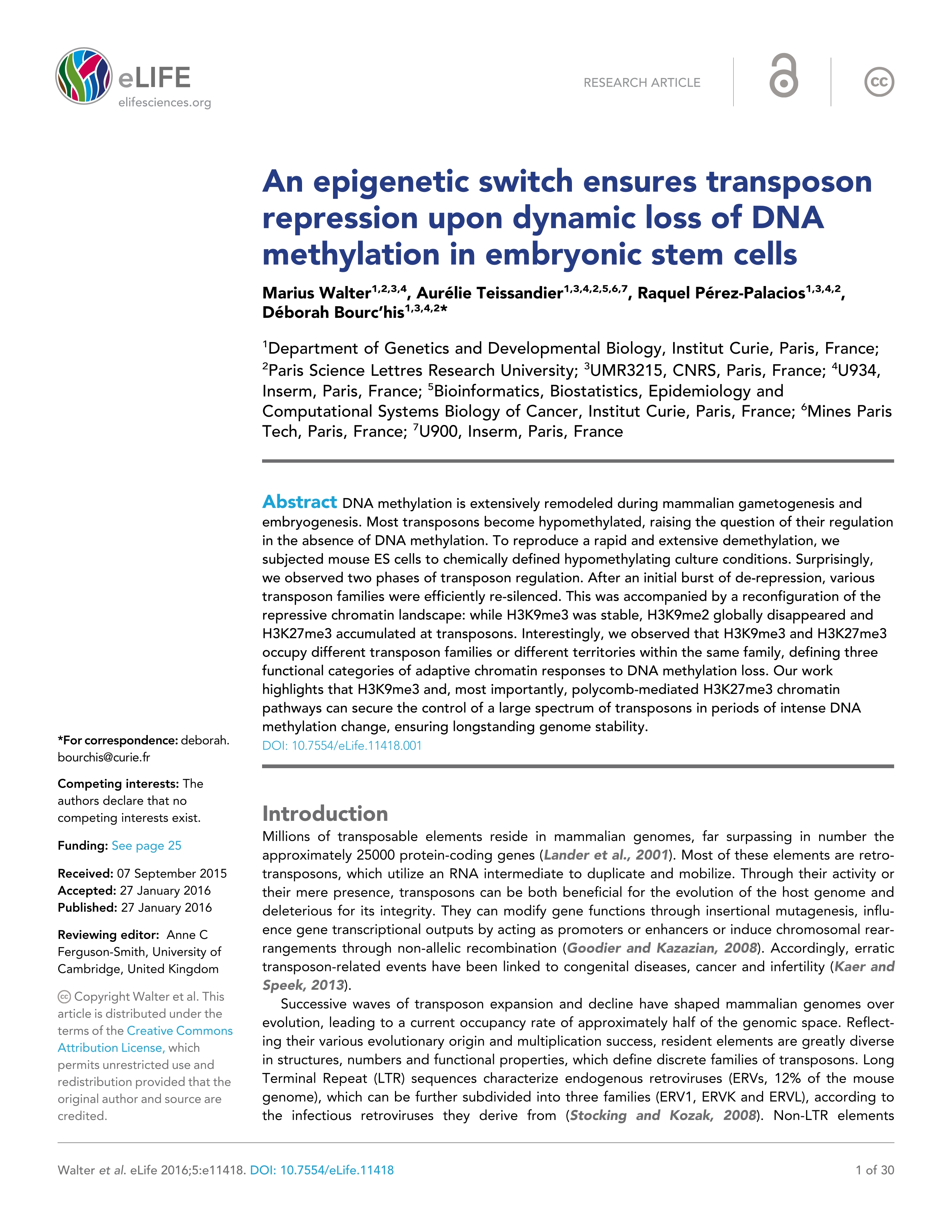 An epigenetic switch ensures transposon repression upon dynamic loss of DNA methylation in embryonic stem cells