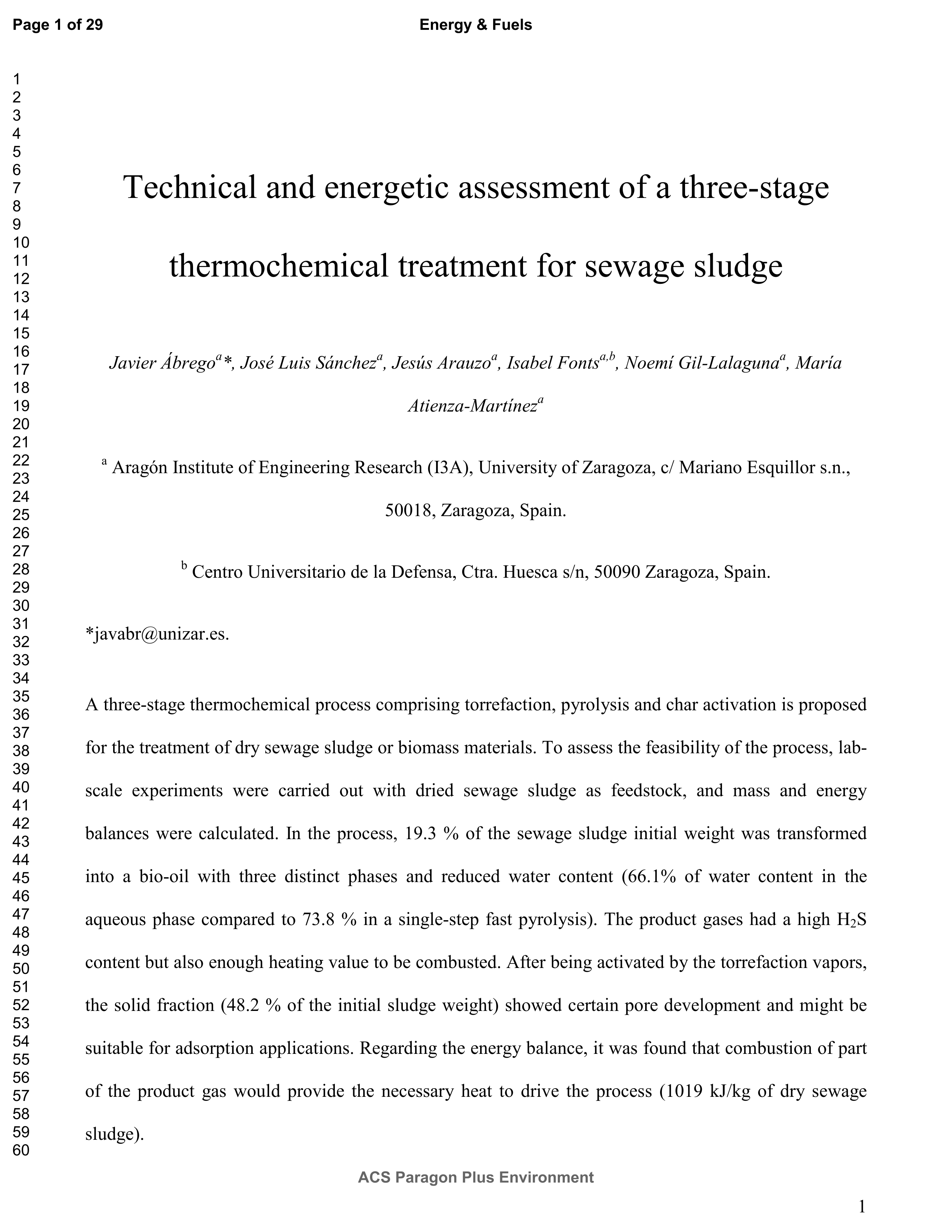 Technical and energetic assessment of a three-stage thermochemical treatment for sewage sludge