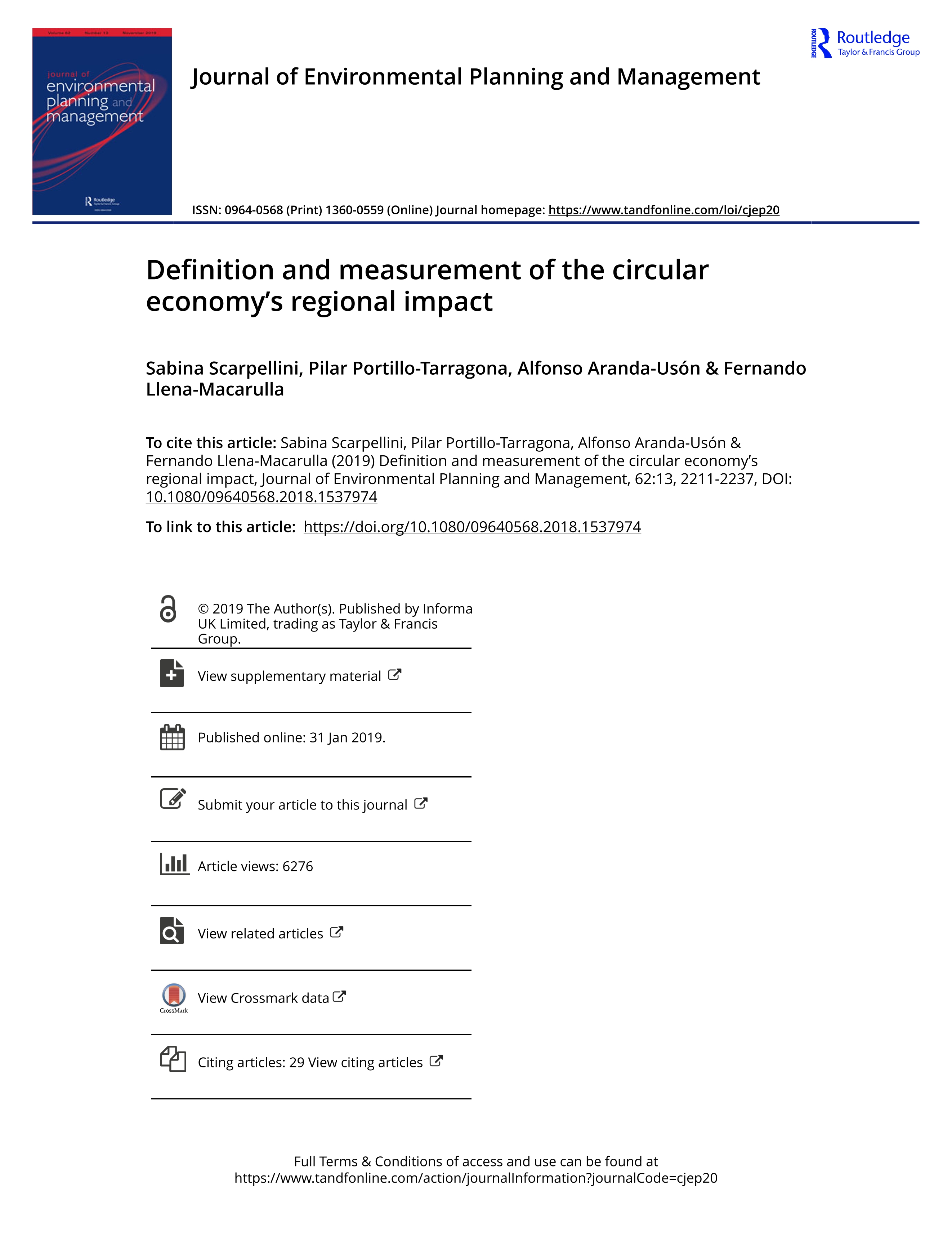 Definition and measurement of the circular economy’s regional impact