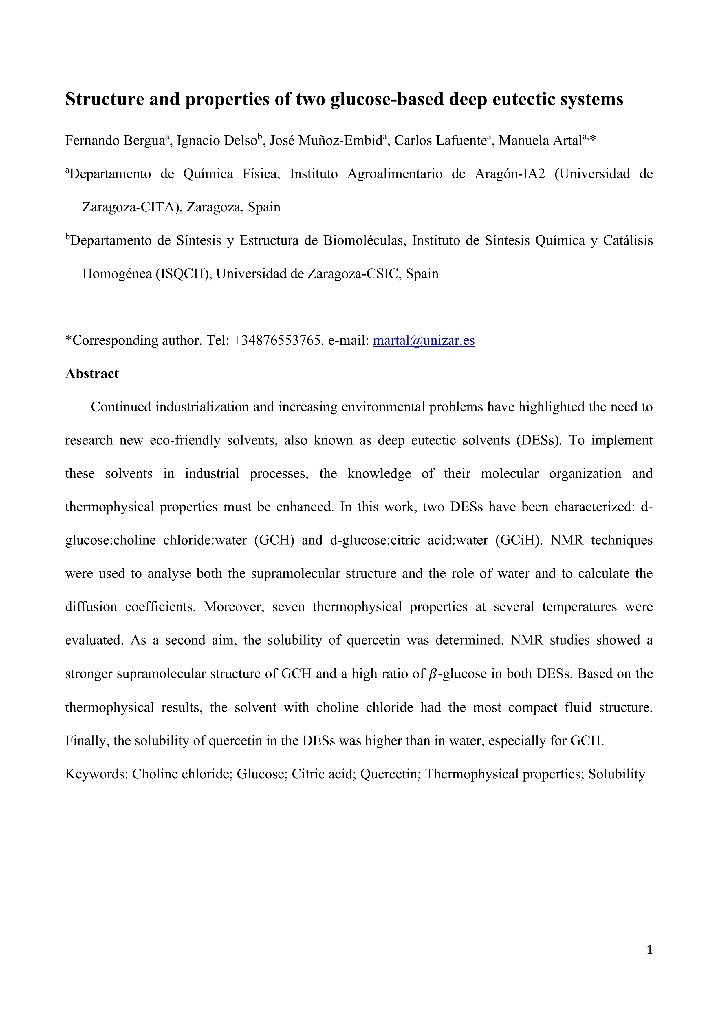 Structure and properties of two glucose-based deep eutectic systems